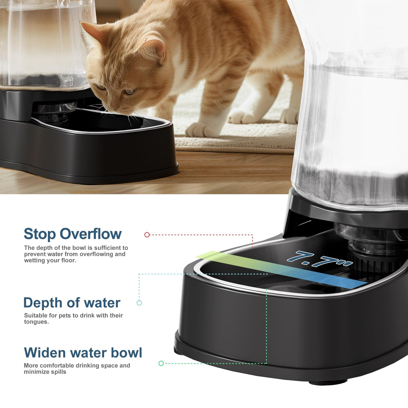 Gardner Pet Automatic Dog Water Dispenser Gravity Stainless Steel Water Waterer Feeder, 100% BPA-Free Large Capacity Water Feeding Bowls for Medium & Large-Sized Dogs Cats Other Pets -(1 Gallon)