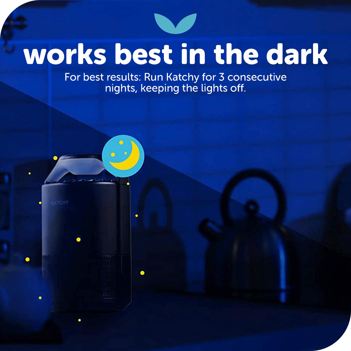 Katchy Indoor Insect Trap - Catcher & Killer for Mosquitos, Gnats, Moths, Fruit Flies - Non-Zapper Traps for Inside Your Home - Catch Insects Indoors with Suction, Bug Light & Sticky Glue (Black)