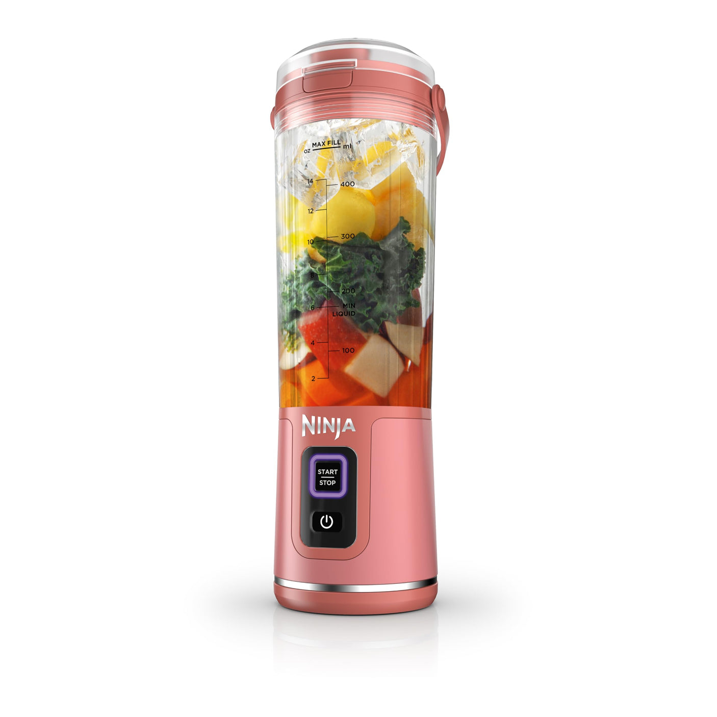 Ninja BC155PS Blast Two-Pack Portable Blender, Cordless, 18oz. Vessel, Personal Blender-for Shakes & Smoothies, BPA Free, Leakproof-Lid & Sip Spout, Rechargeable, Dishwasher Safe Parts, Peach & Stone