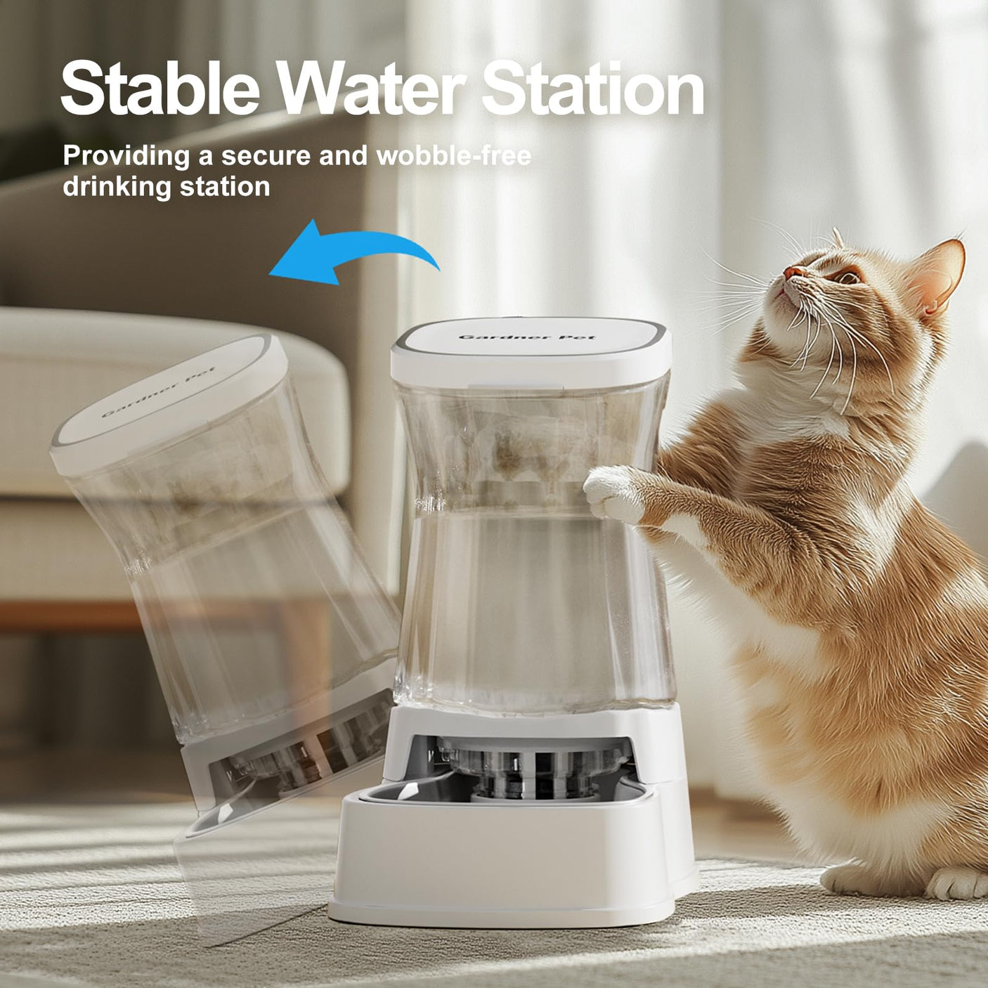 Gardner Pet Automatic Dog Water Dispenser Gravity Stainless Steel Water Waterer Feeder, 100% BPA-Free Large Capacity Water Feeding Bowls for Medium & Large-Sized Dogs Cats Other Pets -(1 Gallon)