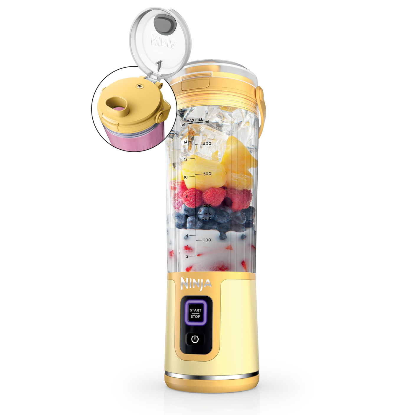 Ninja BC155PS Blast Two-Pack Portable Blender, Cordless, 18oz. Vessel, Personal Blender-for Shakes & Smoothies, BPA Free, Leakproof-Lid & Sip Spout, Rechargeable, Dishwasher Safe Parts, Peach & Stone