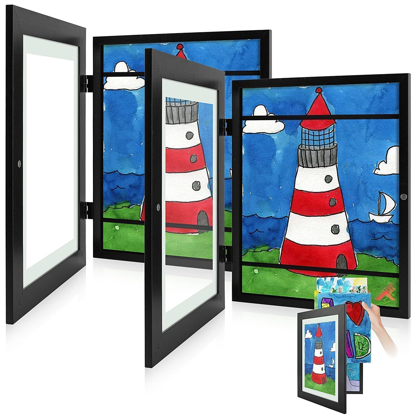 Golden State Art, 10x12.5 Kids Art Frames, Front-Opening Picture Frame Great for Kids Drawings, Artworks, Children Art Projects, Schoolwork, Home or Office (Walnut Set of 2)