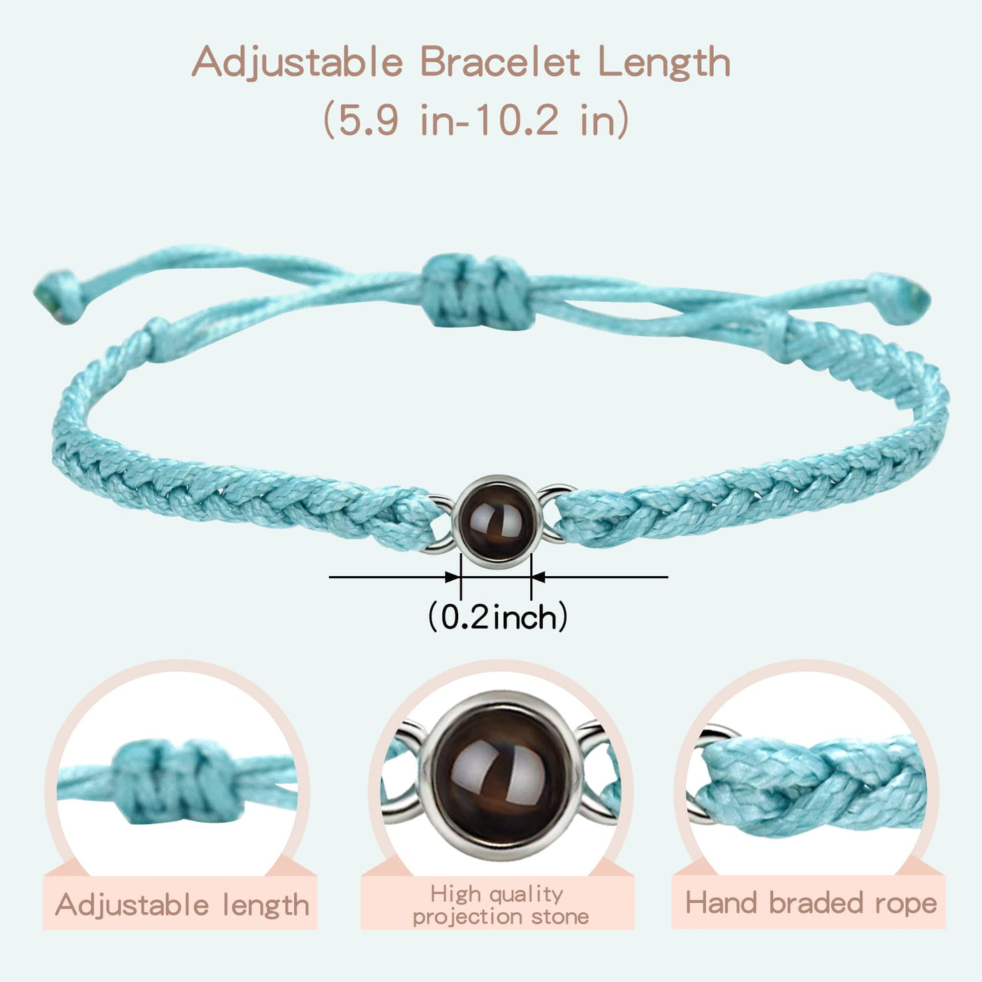 SUPHELPU Custom Bracelets with Picture Inside, Picture Bracelet Personalized Photo, Women's Identification Bracelets, Memorial Gifts for Loved One