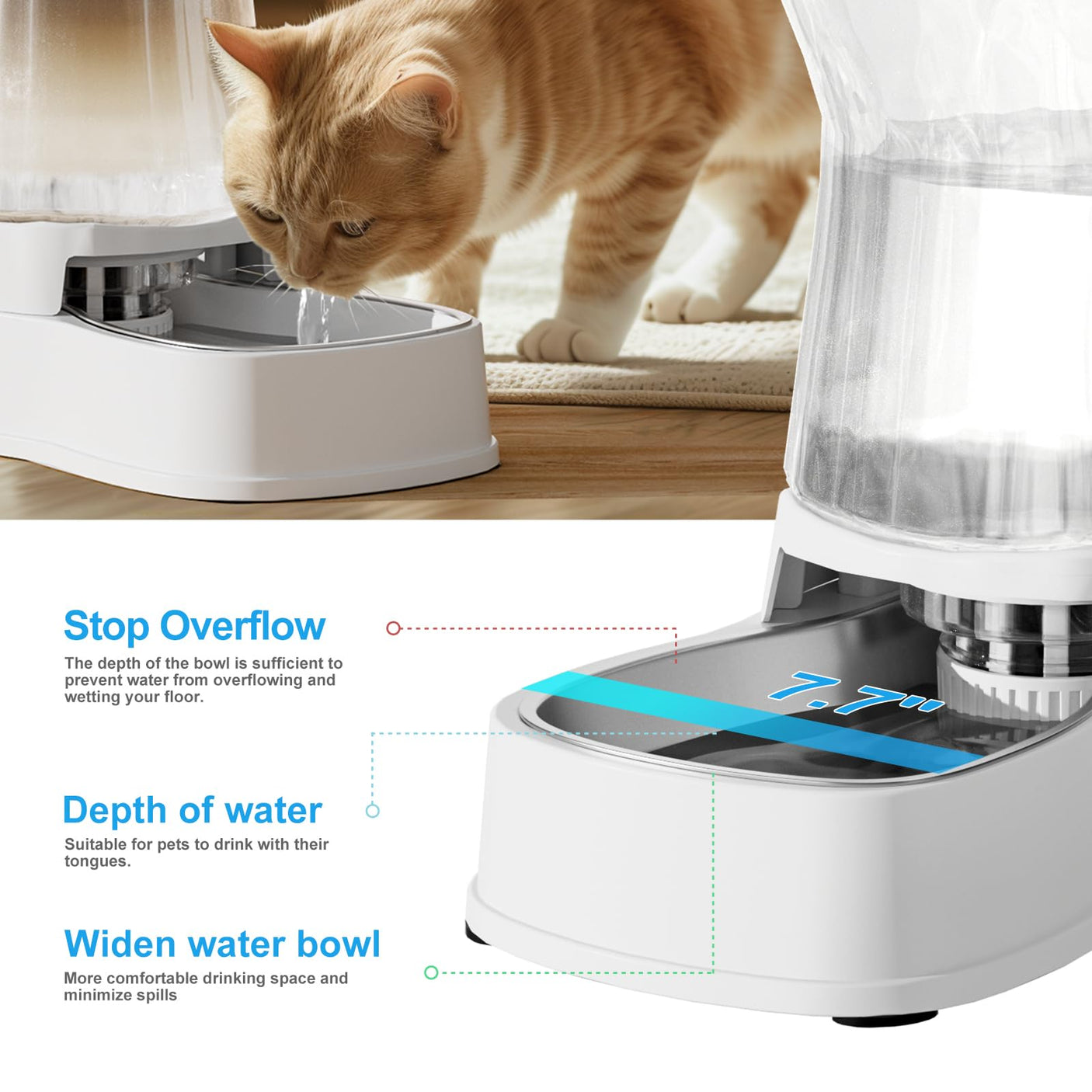 Gardner Pet Automatic Dog Water Dispenser Gravity Stainless Steel Water Waterer Feeder, 100% BPA-Free Large Capacity Water Feeding Bowls for Medium & Large-Sized Dogs Cats Other Pets -(1 Gallon)