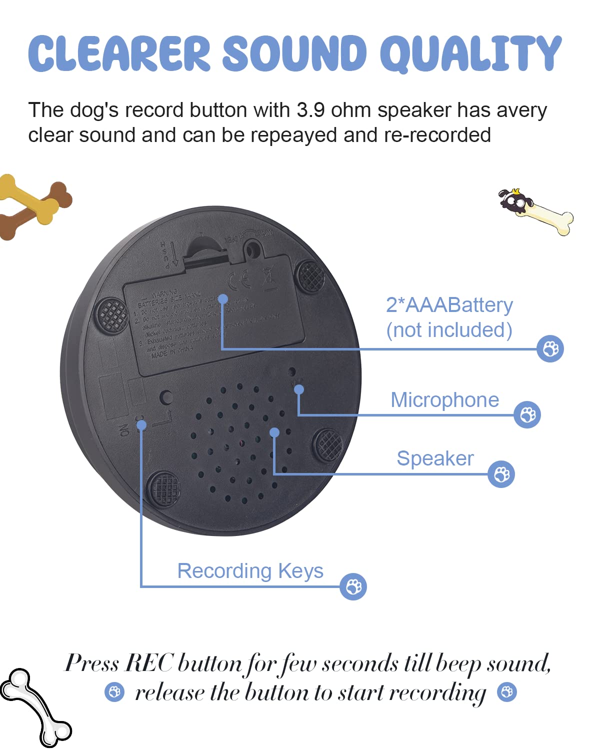 Dog Buttons for Communication, 8 Pcs Dog Talking Button Set, 30s Recordable Voice Pet Buzzer Training Buttons, Speaking Button for Dogs with Waterproof Anti-Slip Dog Button Mat and 48 Scene Stickers