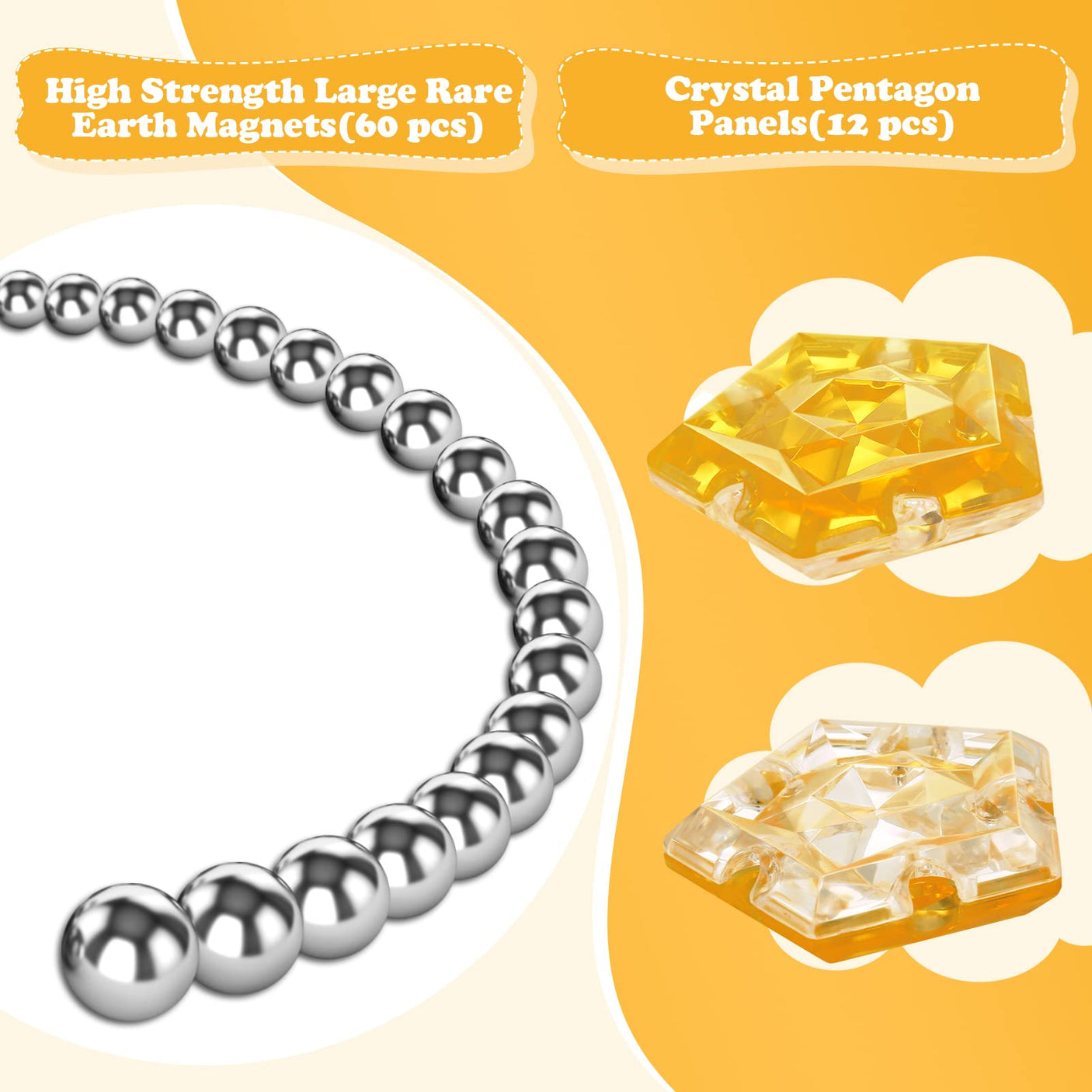 Magnetic Fidget Sphere Stress Relief Toys for Adults Kids, Anxiety Sensory Fidget Toys with Strong Neodymium Magnets, Desk ADHD Focus Tool Gift for Men Women (2.67'' Travel-Safe Toy Ball)