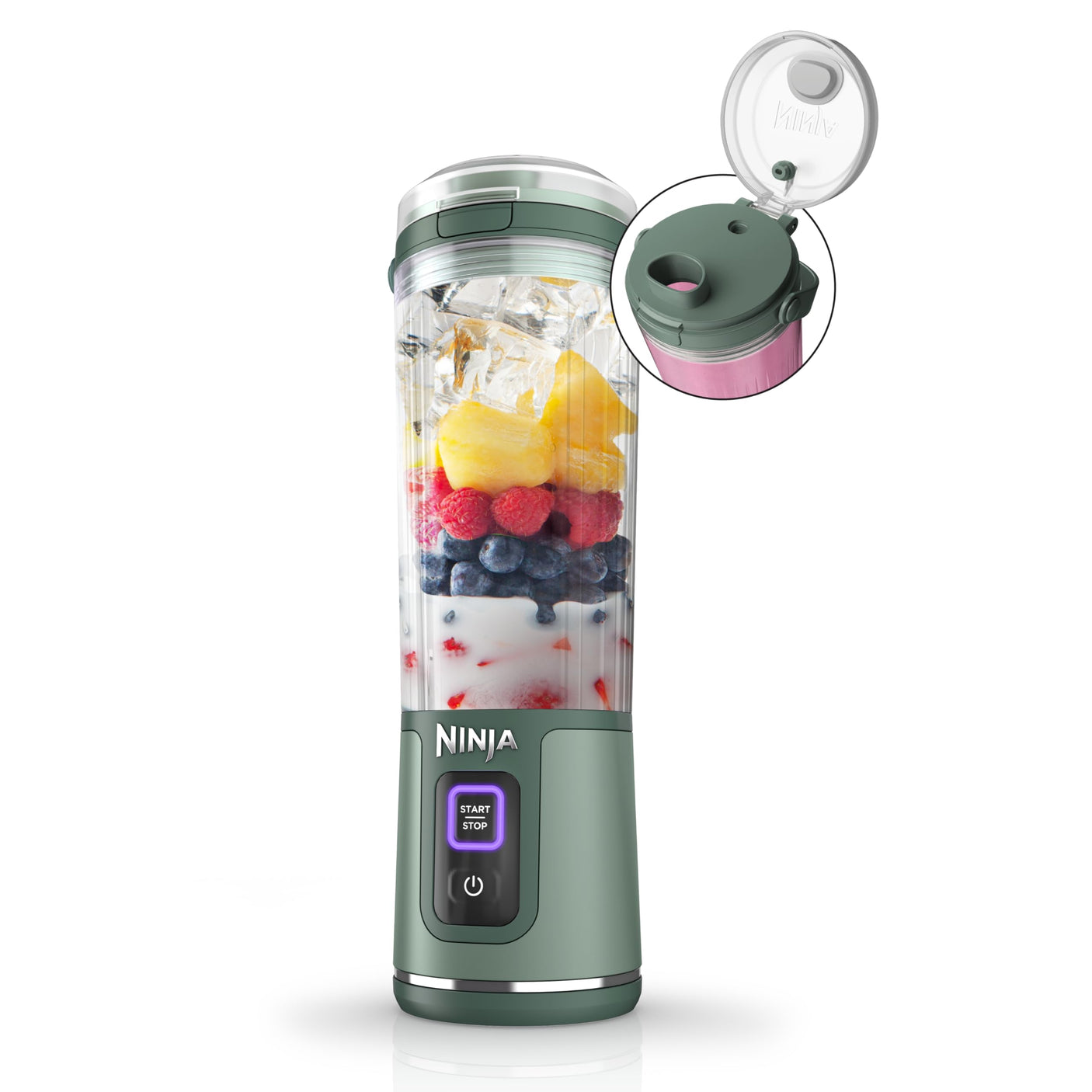 Ninja BC155PS Blast Two-Pack Portable Blender, Cordless, 18oz. Vessel, Personal Blender-for Shakes & Smoothies, BPA Free, Leakproof-Lid & Sip Spout, Rechargeable, Dishwasher Safe Parts, Peach & Stone