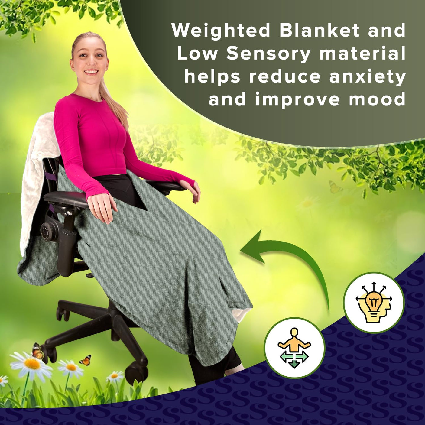The Original Office Chair Blanket by SnuggleBack; Cozy Comfy Office Desk Chair Wrap Attaches for Convenient Heat and Hands-Free. Stay Warm In The Winter or Summer. Sherpa Fur Lining
