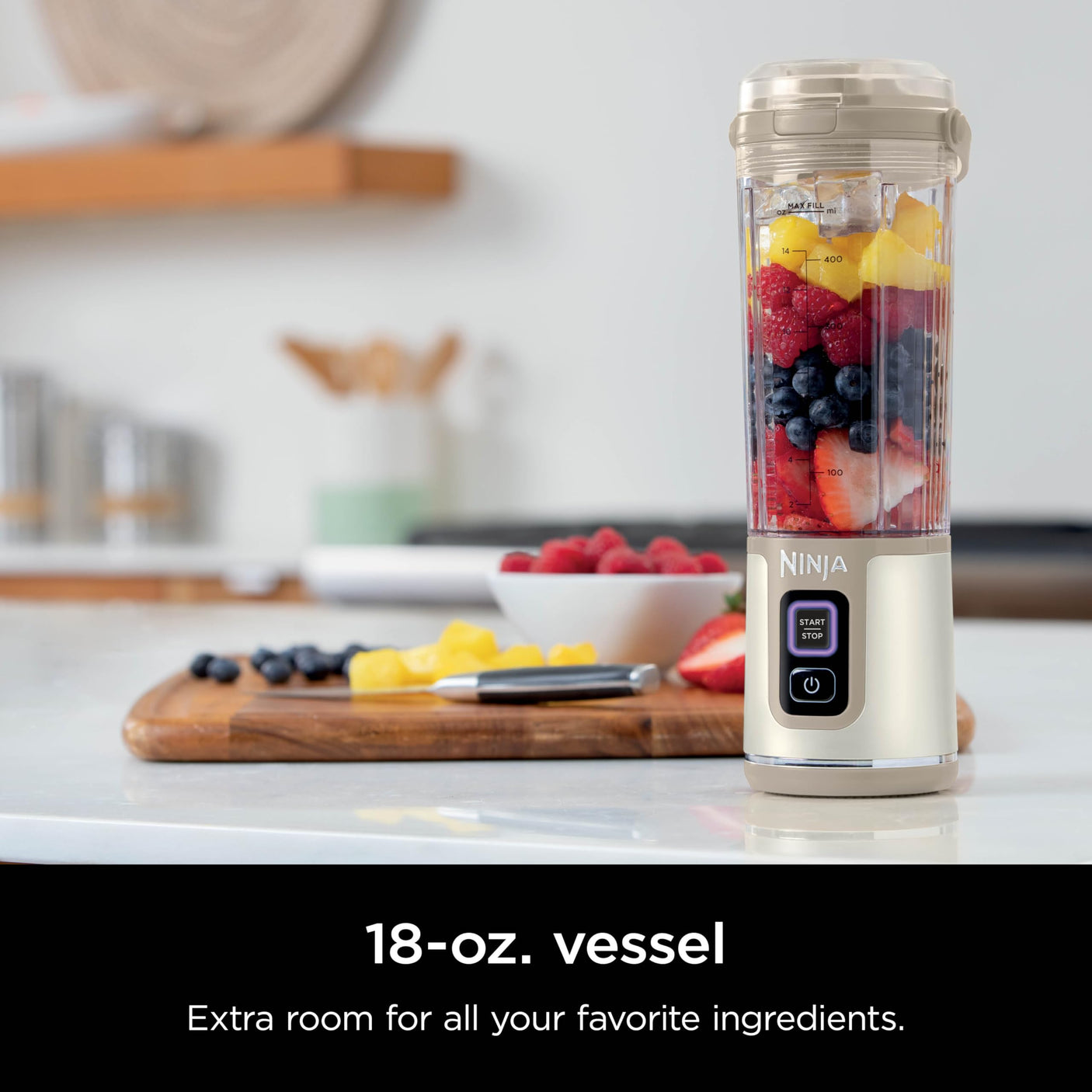 Ninja BC155PS Blast Two-Pack Portable Blender, Cordless, 18oz. Vessel, Personal Blender-for Shakes & Smoothies, BPA Free, Leakproof-Lid & Sip Spout, Rechargeable, Dishwasher Safe Parts, Peach & Stone