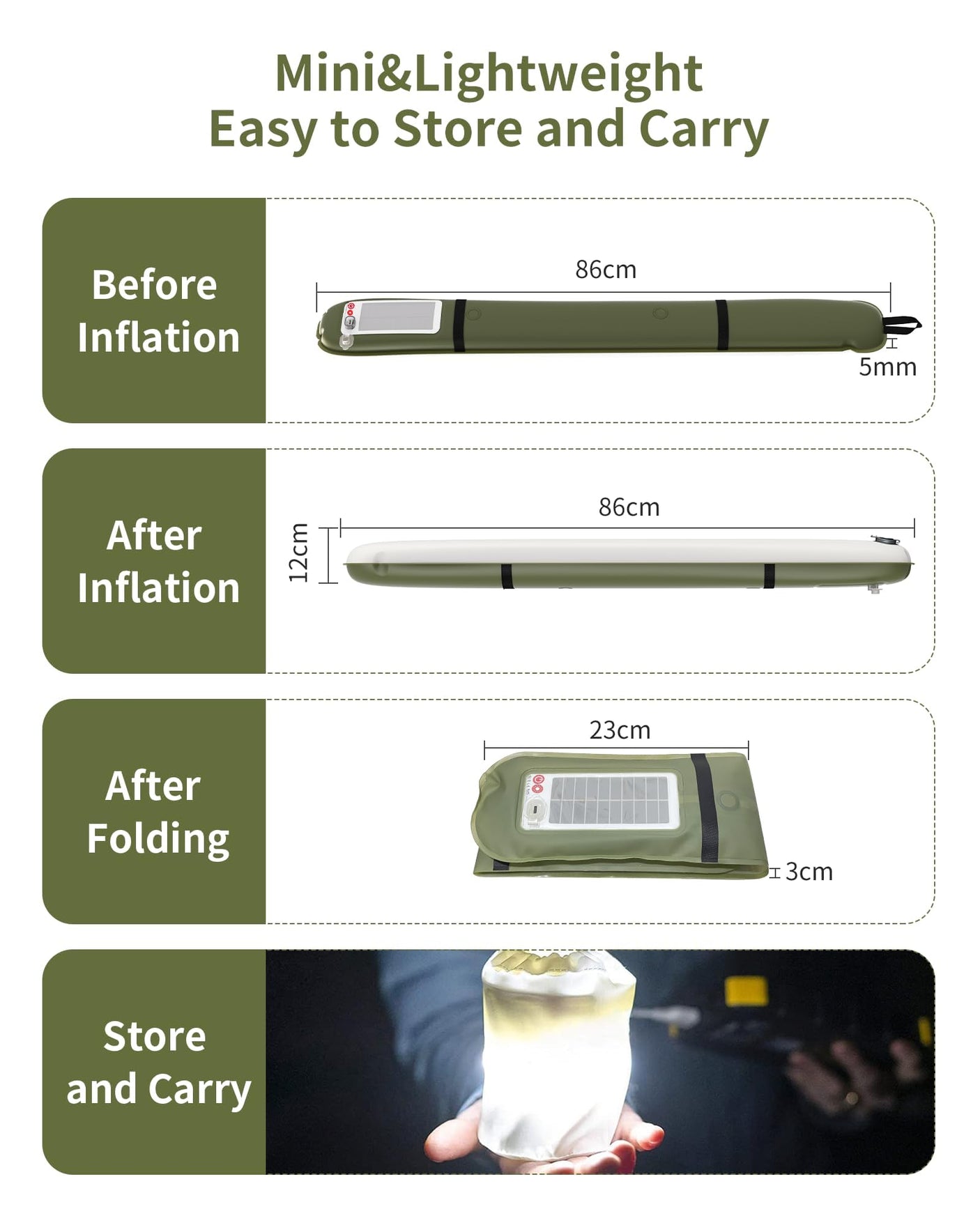 Inflatable LED Light Portable Lightweight Multicolor Camping Light Trip (4 Lighting Modes)