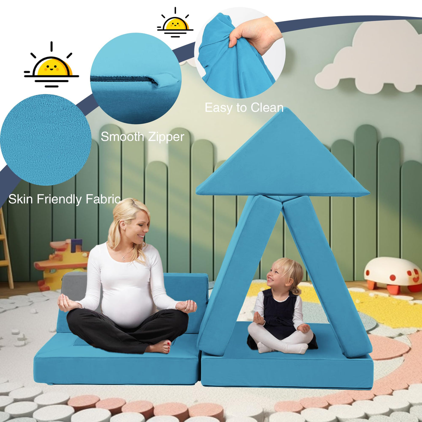 22Pcs Modular Kids Play Couch - Kids Couch for Playroom Bedroom Living Rooms Toddler Sofa for Inspiring Child Creativity,Children Convertible Foam Sofa