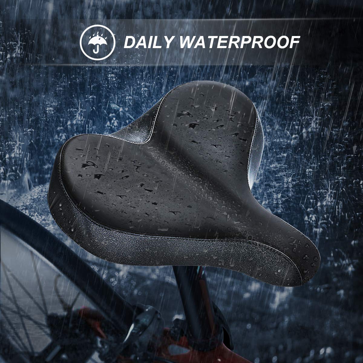 YLG Oversized Comfort Bike Seat Comfortable Replacement Bike Saddle Memory Foam Soft Bike Saddle Waterproof Universal Fit Bicycle Seat for Women Men