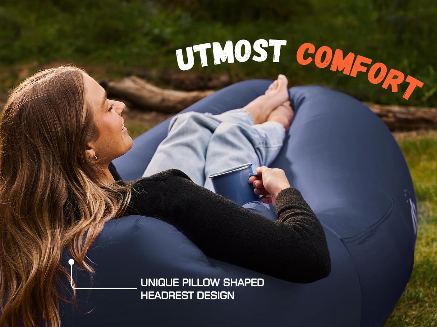 WEKAPO Inflatable Lounger Air Sofa Hammock-Portable,Water Proof& Anti-Air Leaking Design-Ideal Couch for Backyard Beach Traveling Camping Picnics & Music Festivals