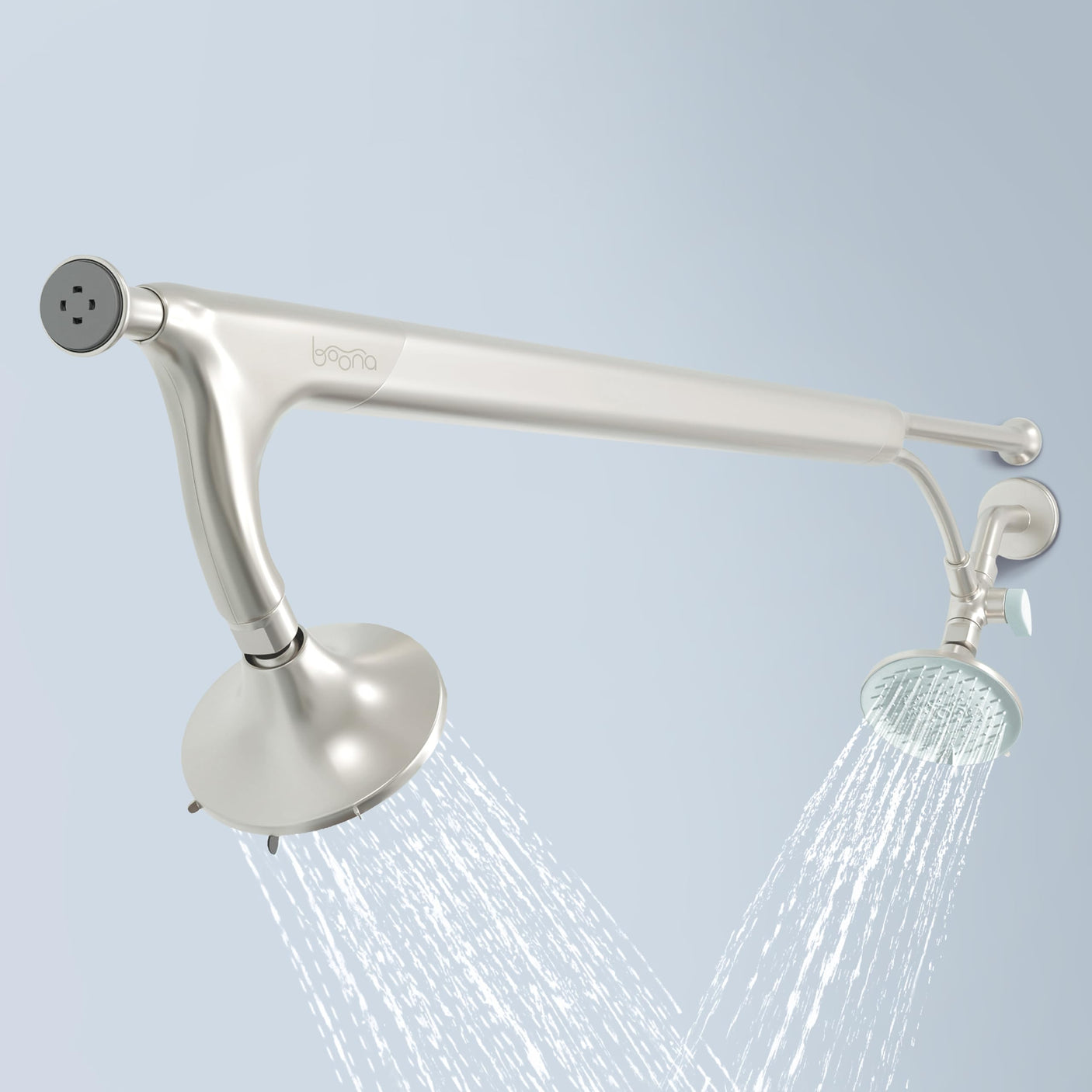 BOONA - The Original Tandem Shower | As Seen On Shark Tank | Double Shower Head for Couples, High Pressure Dual Shower Heads (One Showerhead, Midnight Black)