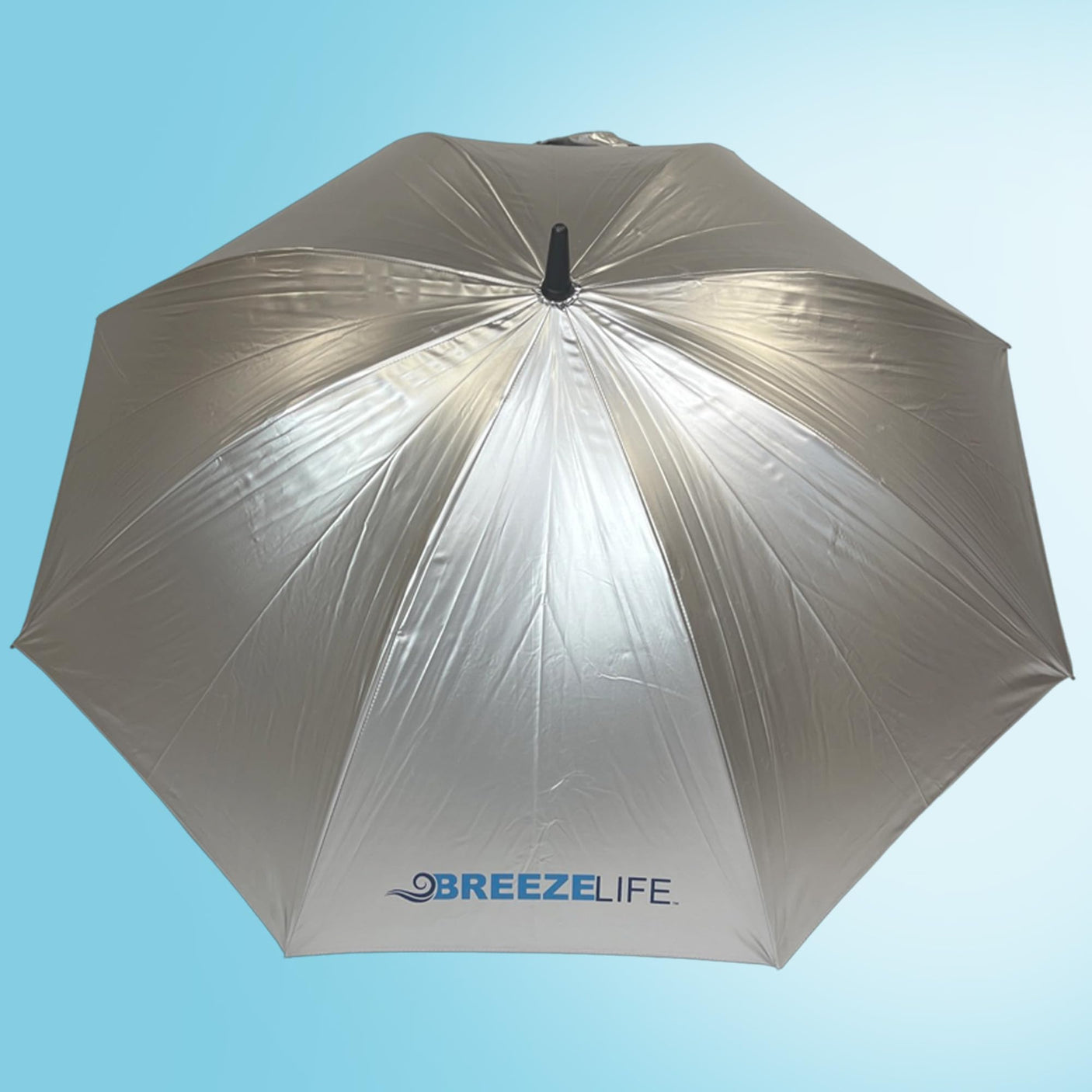 Original Mister Breeze, Sun Umbrella with Fan and Mister, Umbrella Mister with Built-in Fan for Festivals, Beach and More, Blocks Harmful Sun Rays, Mist bottle included, Silver