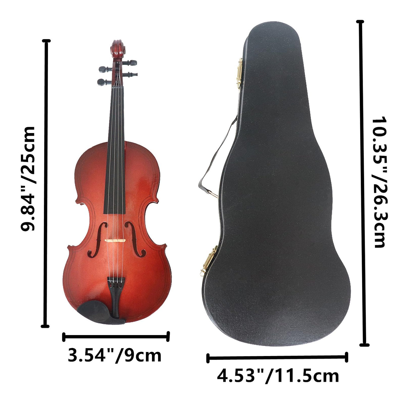 Wooden Miniature Violin with Stand, Bow and Case Mini Musical Instrument Violin Replica Collectible Figurines Dollhouse Accessories Model Home Decoration Display Ornament (3.15"x1.18"x0.59")