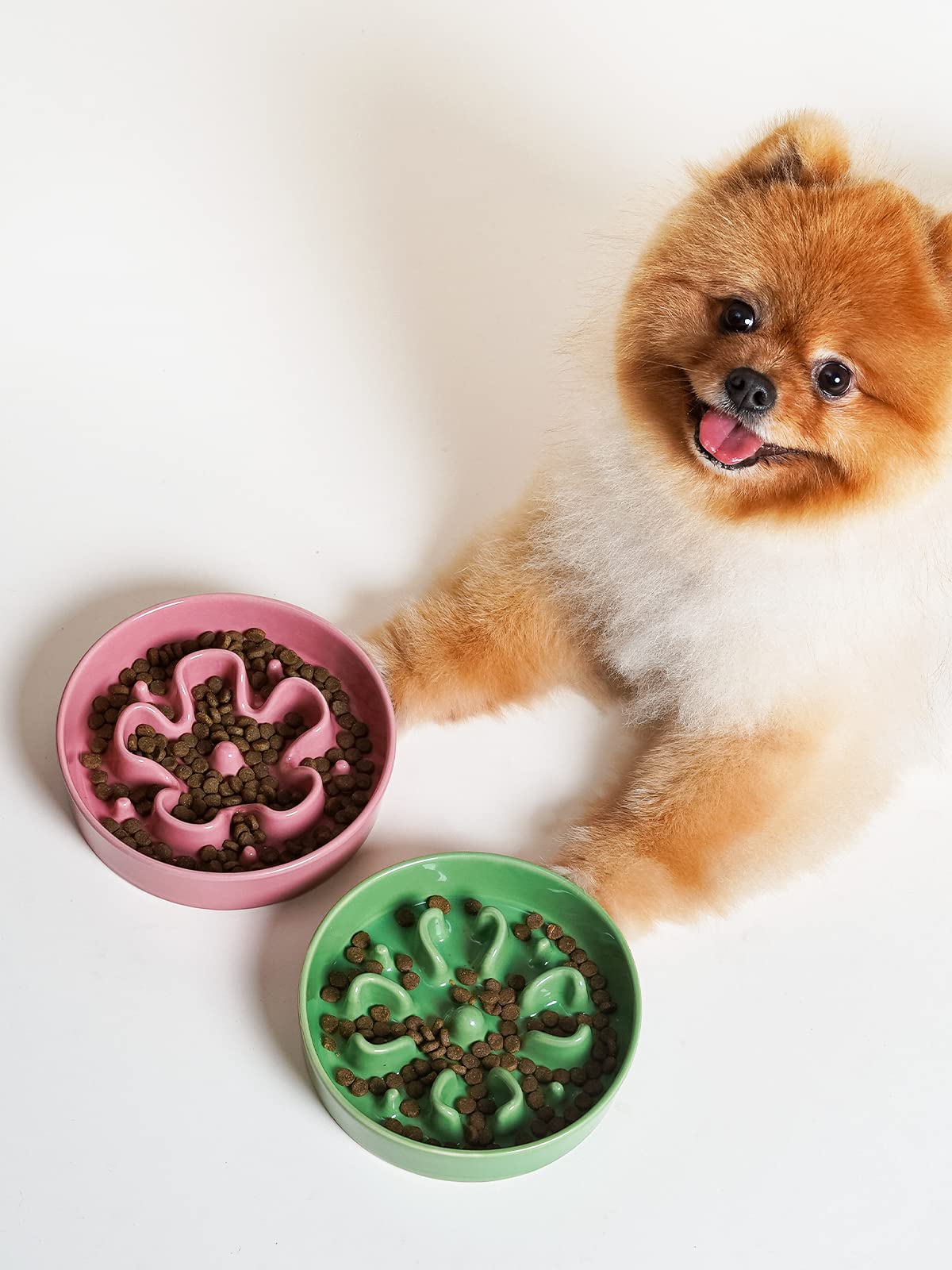 LE TAUCI Dog Bowls Slow Feeder Ceramic, 1.5 Cups Slow Feeding Dog Bowl Small Medium Breed, Puppy Slow Feeder Bowl for Fast Eater, Dog Dishes to Slow Down Eating, Puzzle Dog Food Bowl, Maze Purple