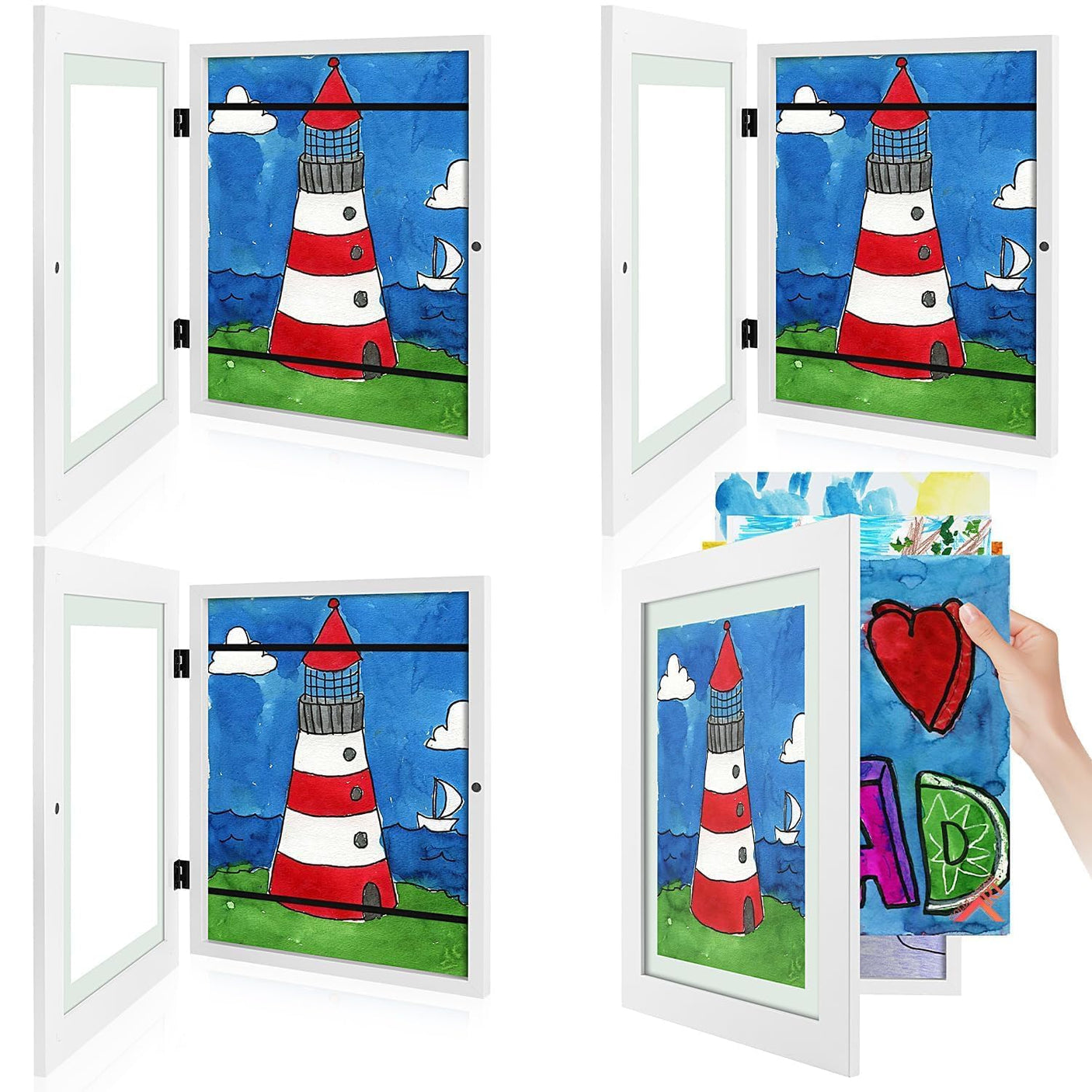 Golden State Art, 10x12.5 Kids Art Frames, Front-Opening Picture Frame Great for Kids Drawings, Artworks, Children Art Projects, Schoolwork, Home or Office (Walnut Set of 2)