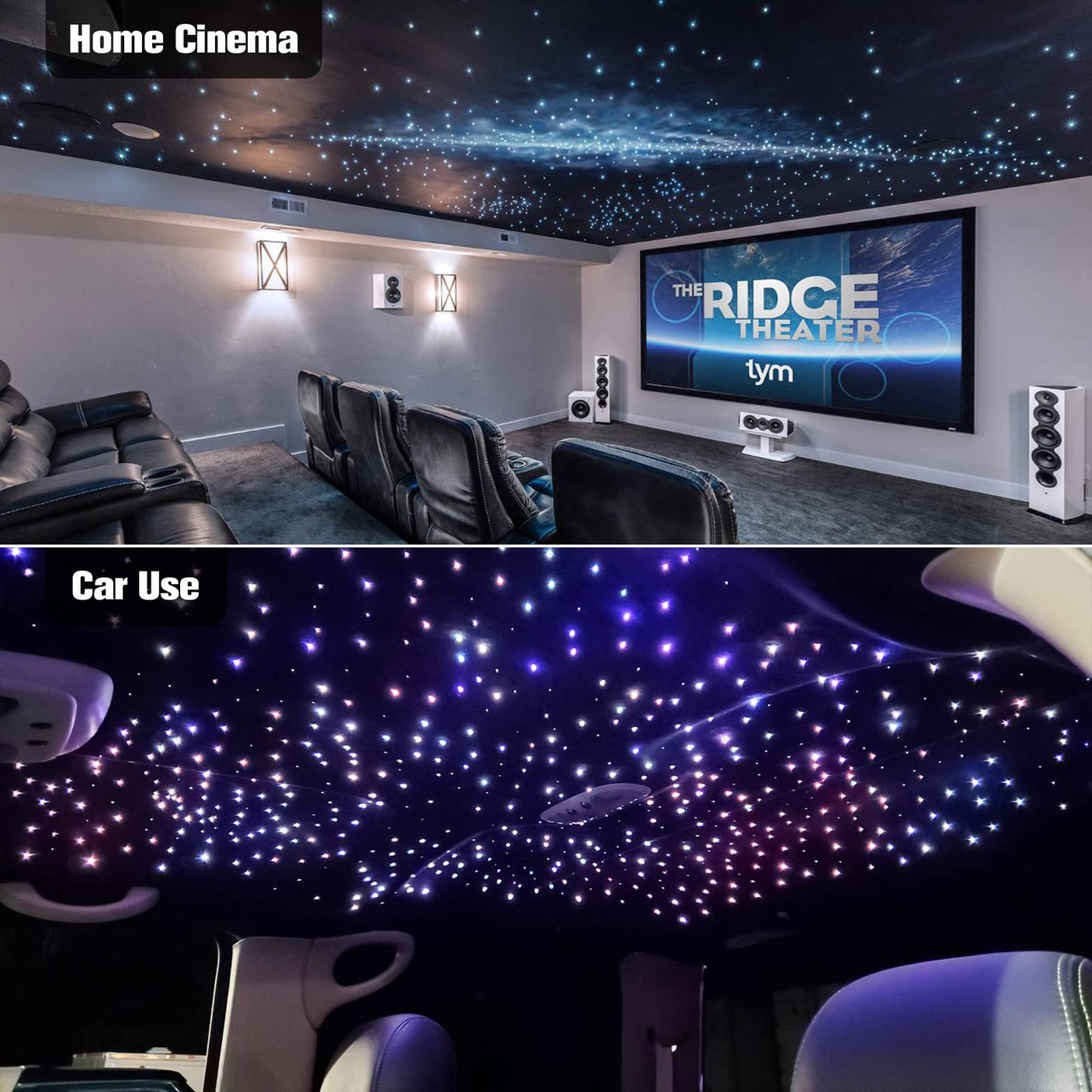 CHINLY Two-Color 1000pcs Twinkle Starlight Headliner Kit 1000 Piece Star Lights for Car,13.1ft Car Star Lights,APP RGBW Fiber Optic Lights Starlights Headliner Kit for Home Theater