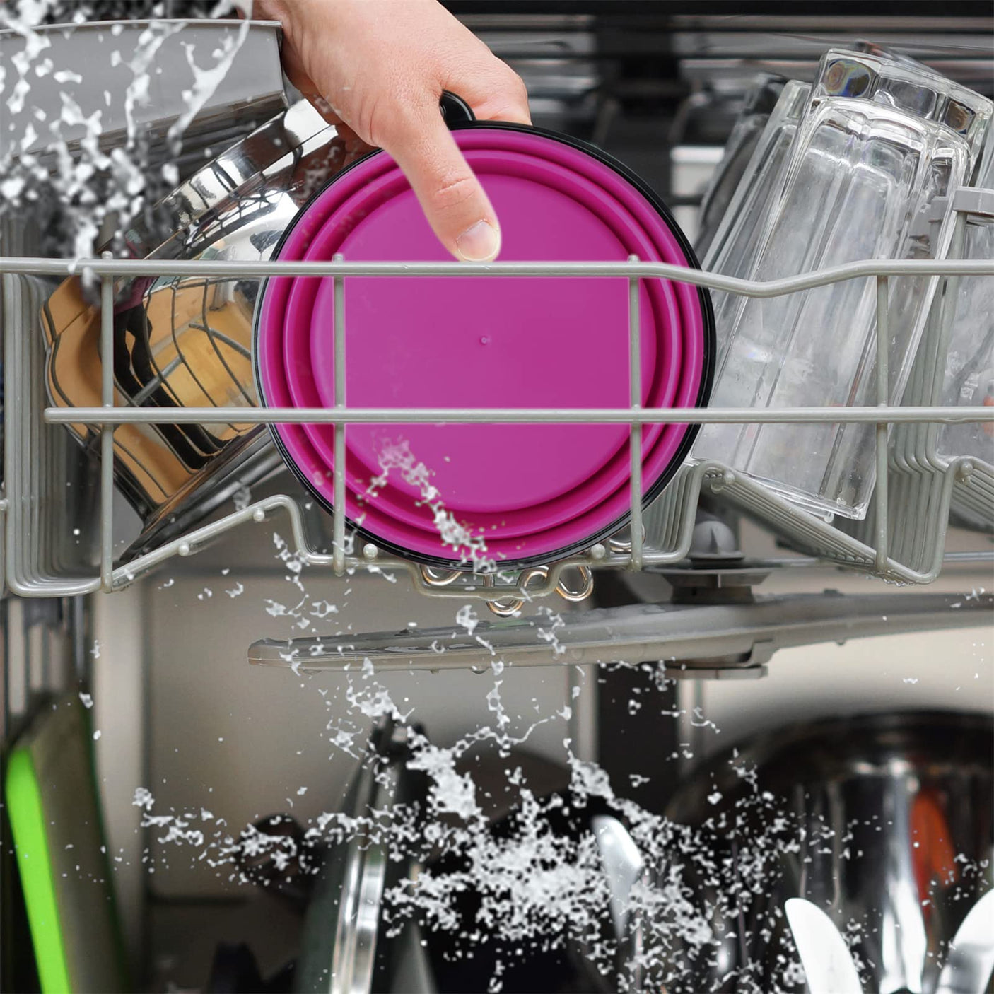 Dog Bowl Pet Collapsible Bowls, 2 Pack for Cats Dogs, Portable Pet Feeding Watering Dish for Walking Parking Traveling with 2 Carabiners (Small, Blue+Green)