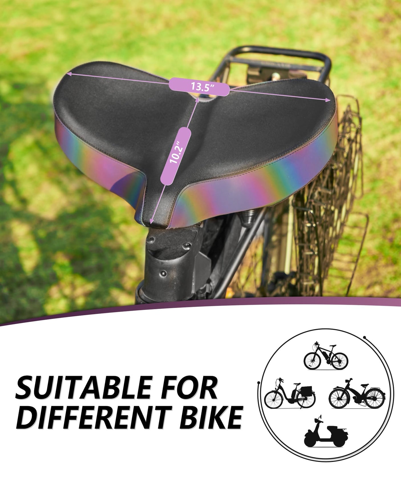 YLG Oversized Comfort Bike Seat Comfortable Replacement Bike Saddle Memory Foam Soft Bike Saddle Waterproof Universal Fit Bicycle Seat for Women Men