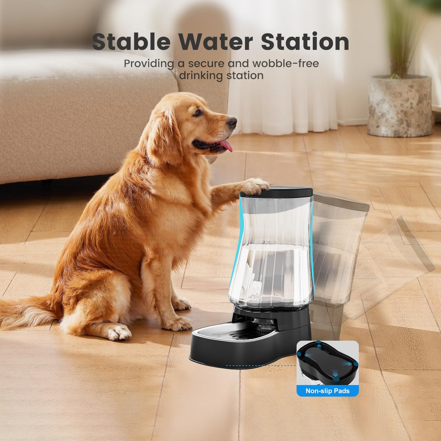 Gardner Pet Automatic Dog Water Dispenser Gravity Stainless Steel Water Waterer Feeder, 100% BPA-Free Large Capacity Water Feeding Bowls for Medium & Large-Sized Dogs Cats Other Pets -(1 Gallon)