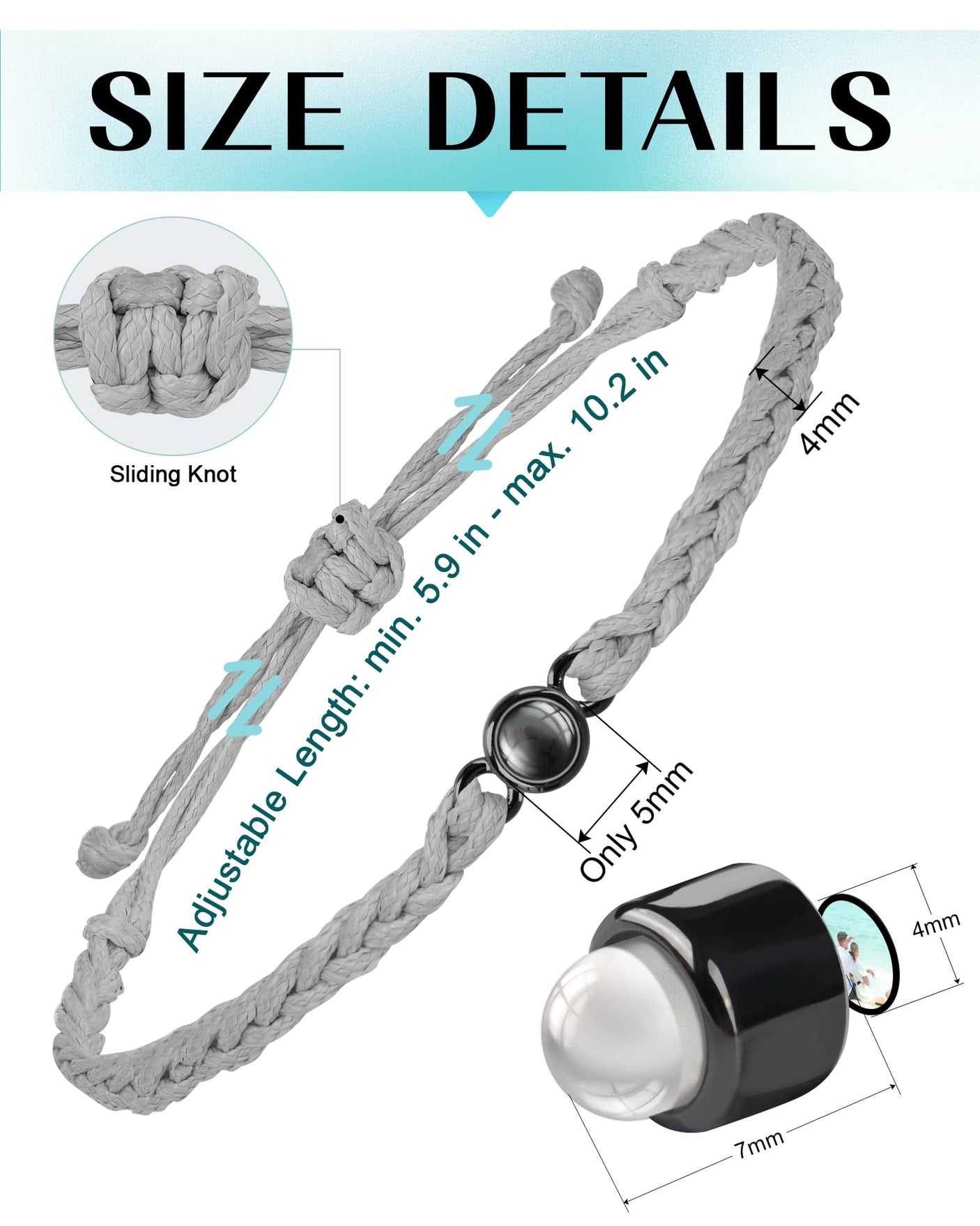 SUPHELPU Custom Bracelets with Picture Inside, Picture Bracelet Personalized Photo, Women's Identification Bracelets, Memorial Gifts for Loved One