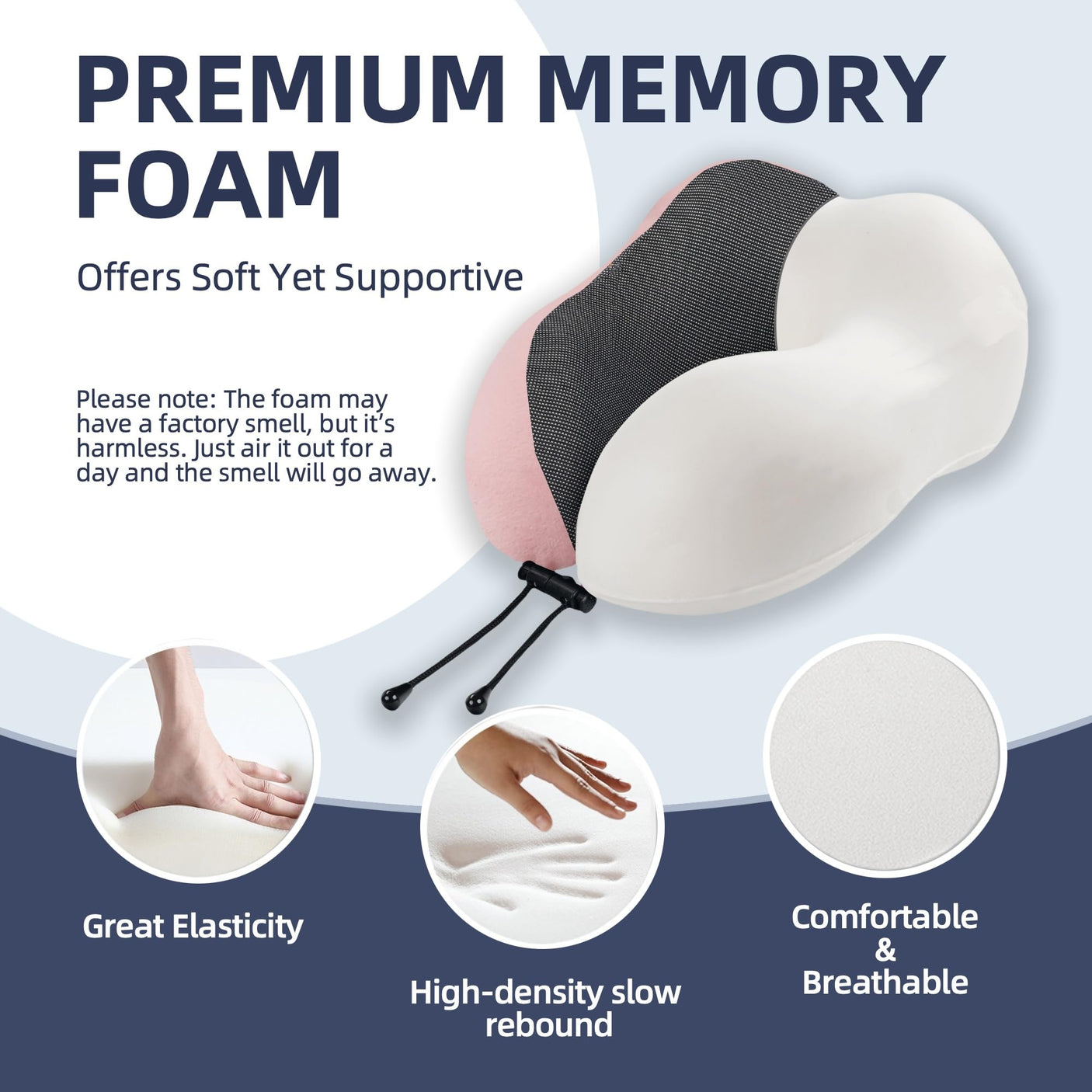 Travel Pillow with Extra Large Hood for Airplane Long Flights Privacy and Comfort Memory Foam with Velvet Cover for Road Trip Head&Neck Support for Plane Office Cars Sleeping & Rest (Pink)