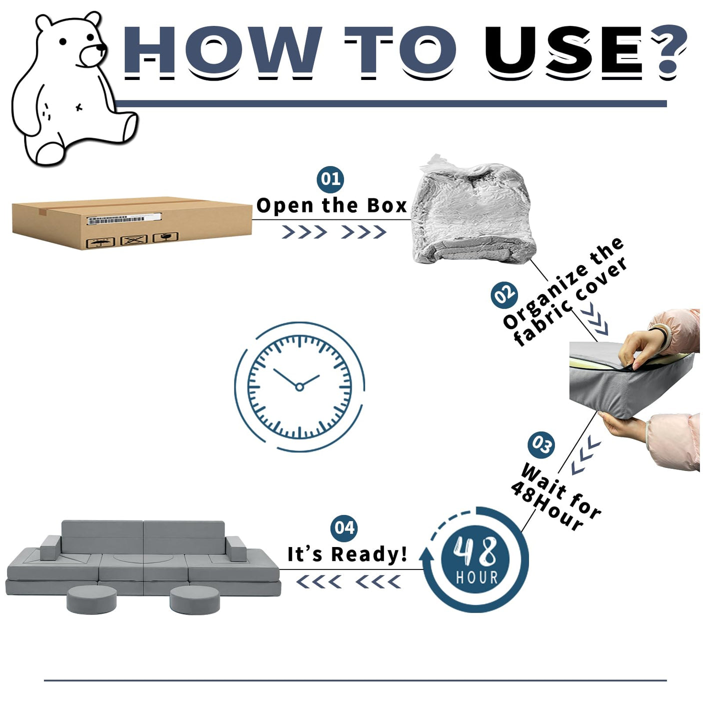 22Pcs Modular Kids Play Couch - Kids Couch for Playroom Bedroom Living Rooms Toddler Sofa for Inspiring Child Creativity,Children Convertible Foam Sofa