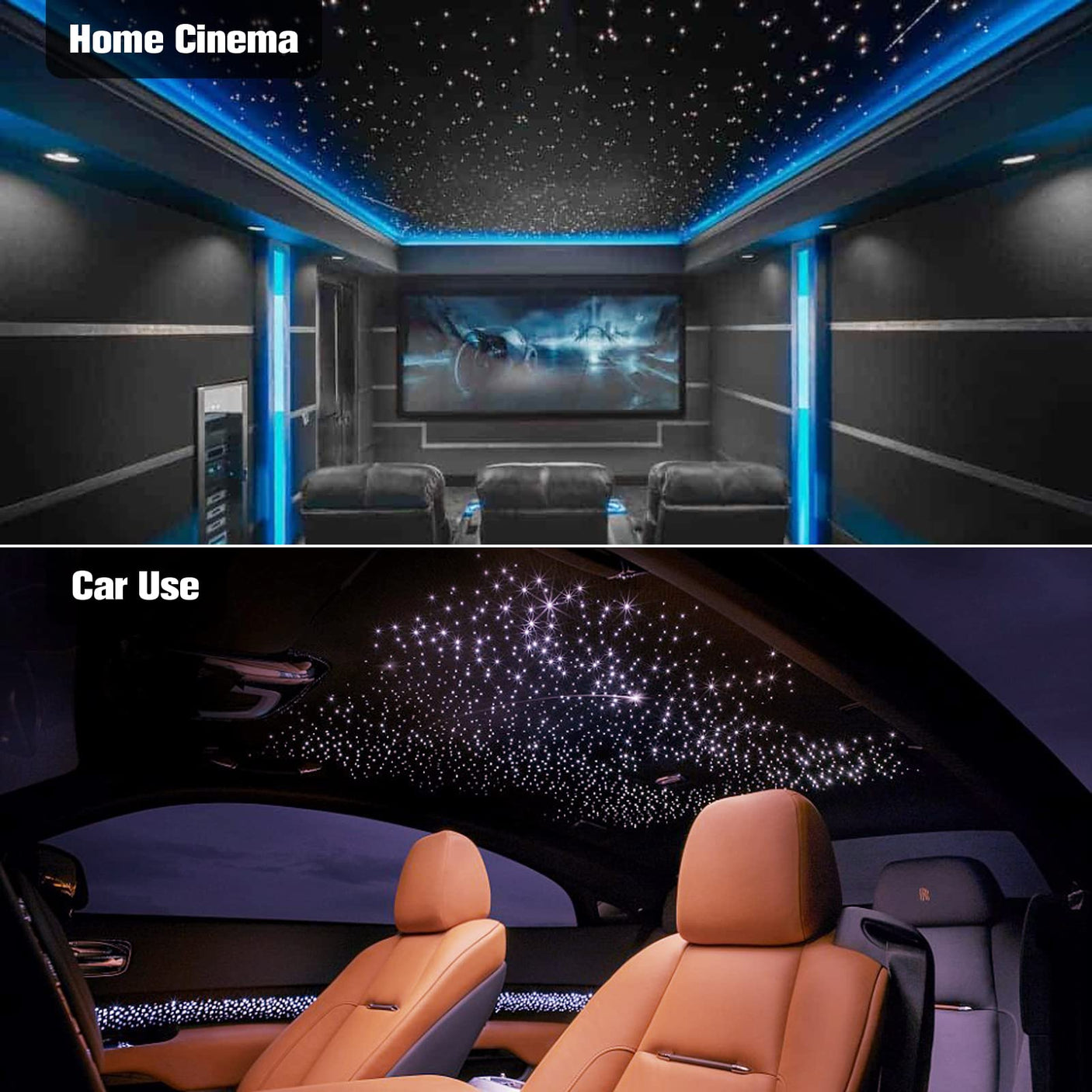 CHINLY Two-Color 1000pcs Twinkle Starlight Headliner Kit 1000 Piece Star Lights for Car,13.1ft Car Star Lights,APP RGBW Fiber Optic Lights Starlights Headliner Kit for Home Theater