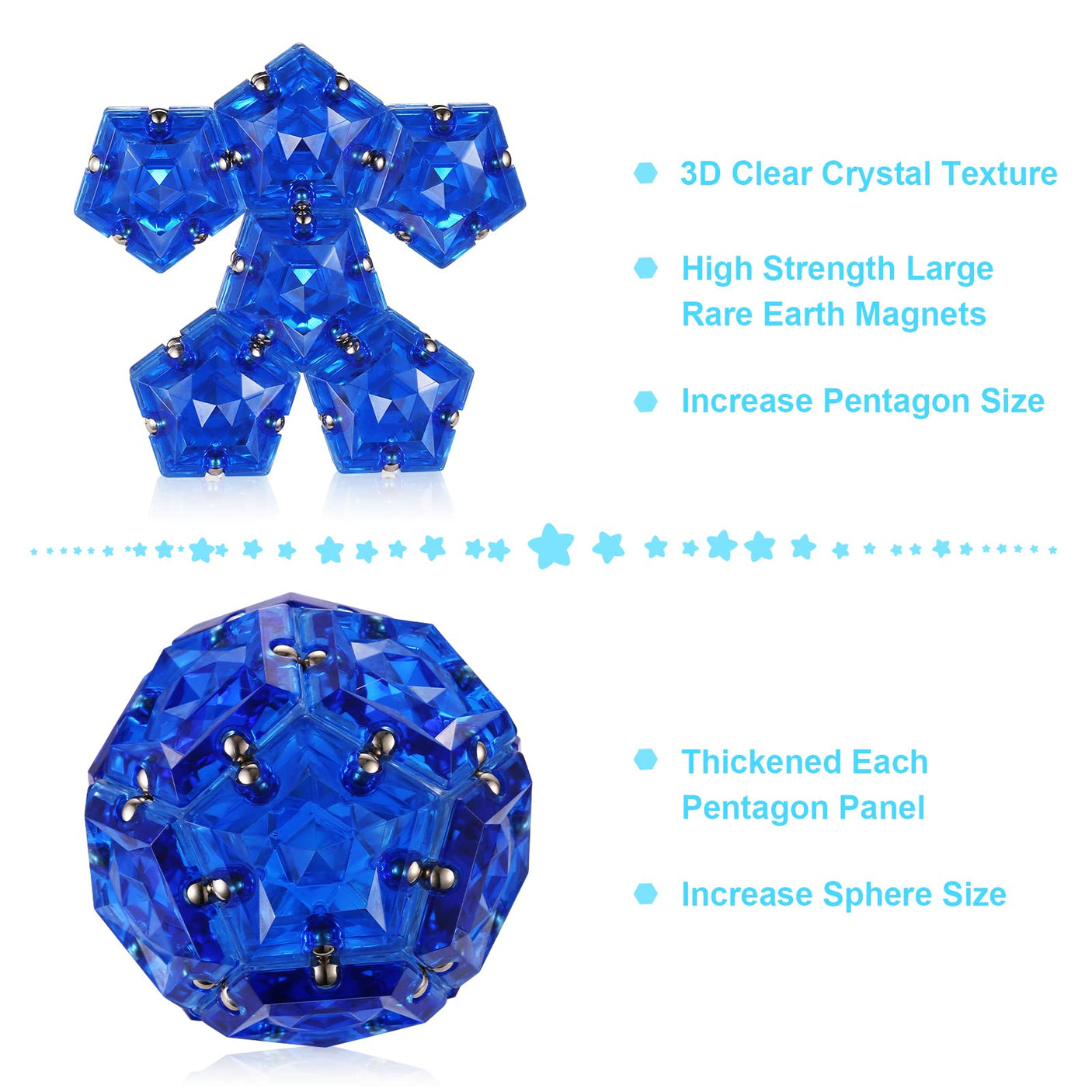 Magnetic Fidget Sphere Stress Relief Toys for Adults Kids, Anxiety Sensory Fidget Toys with Strong Neodymium Magnets, Desk ADHD Focus Tool Gift for Men Women (2.67'' Travel-Safe Toy Ball)