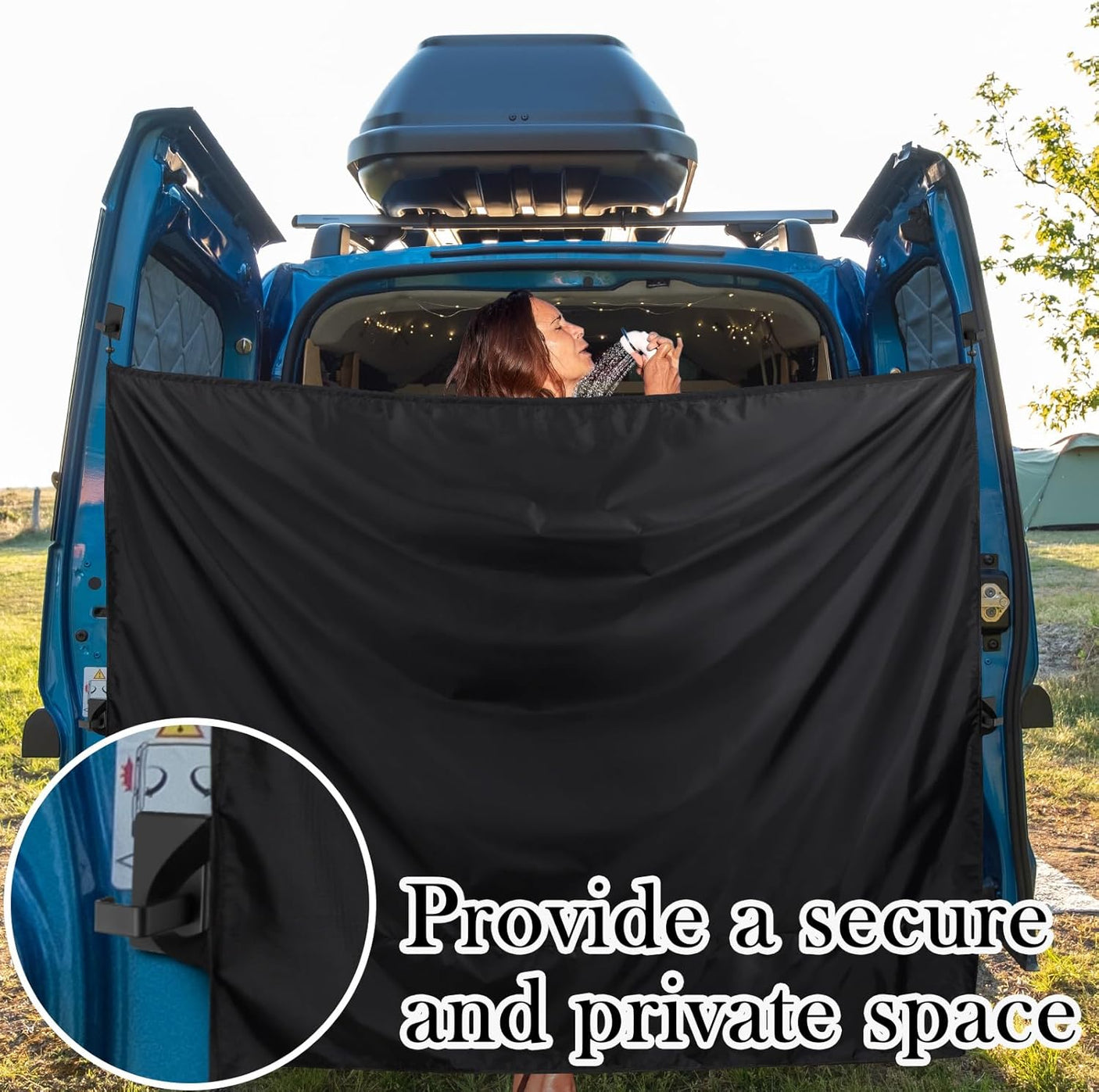 7x6 ft Black Large Car Curtains Camper Van Rear Door Shower Curtains with Magnetic Hooks Adjustable Outdoor Shower Double Layer Changing Car Cover Truck Travelling - Build Your Ideas