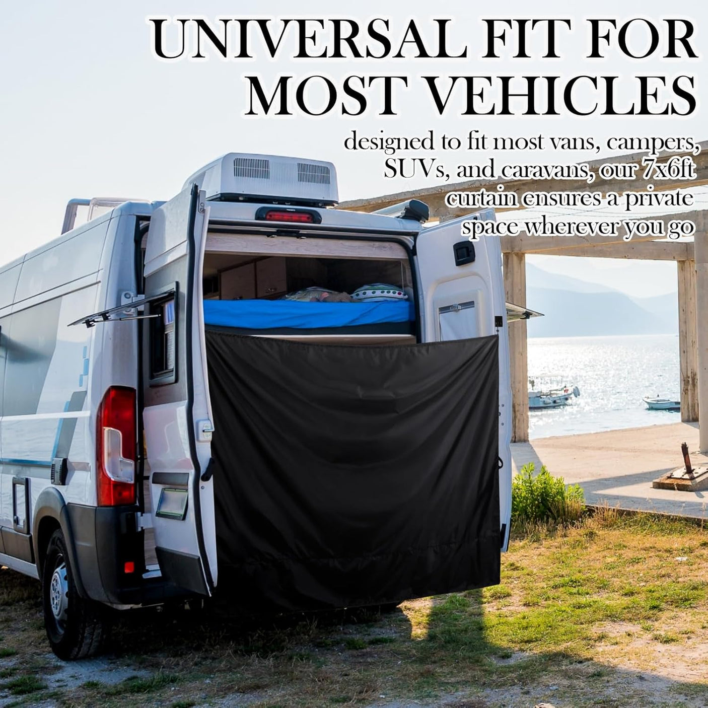 7x6 ft Black Large Car Curtains Camper Van Rear Door Shower Curtains with Magnetic Hooks Adjustable Outdoor Shower Double Layer Changing Car Cover Truck Travelling - Build Your Ideas