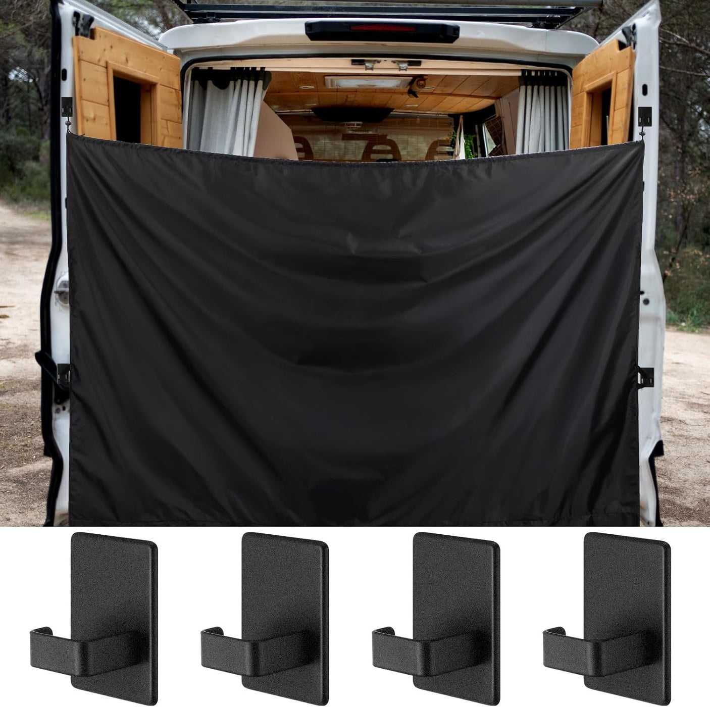 7x6 ft Black Large Car Curtains Camper Van Rear Door Shower Curtains with Magnetic Hooks Adjustable Outdoor Shower Double Layer Changing Car Cover Truck Travelling - Build Your Ideas