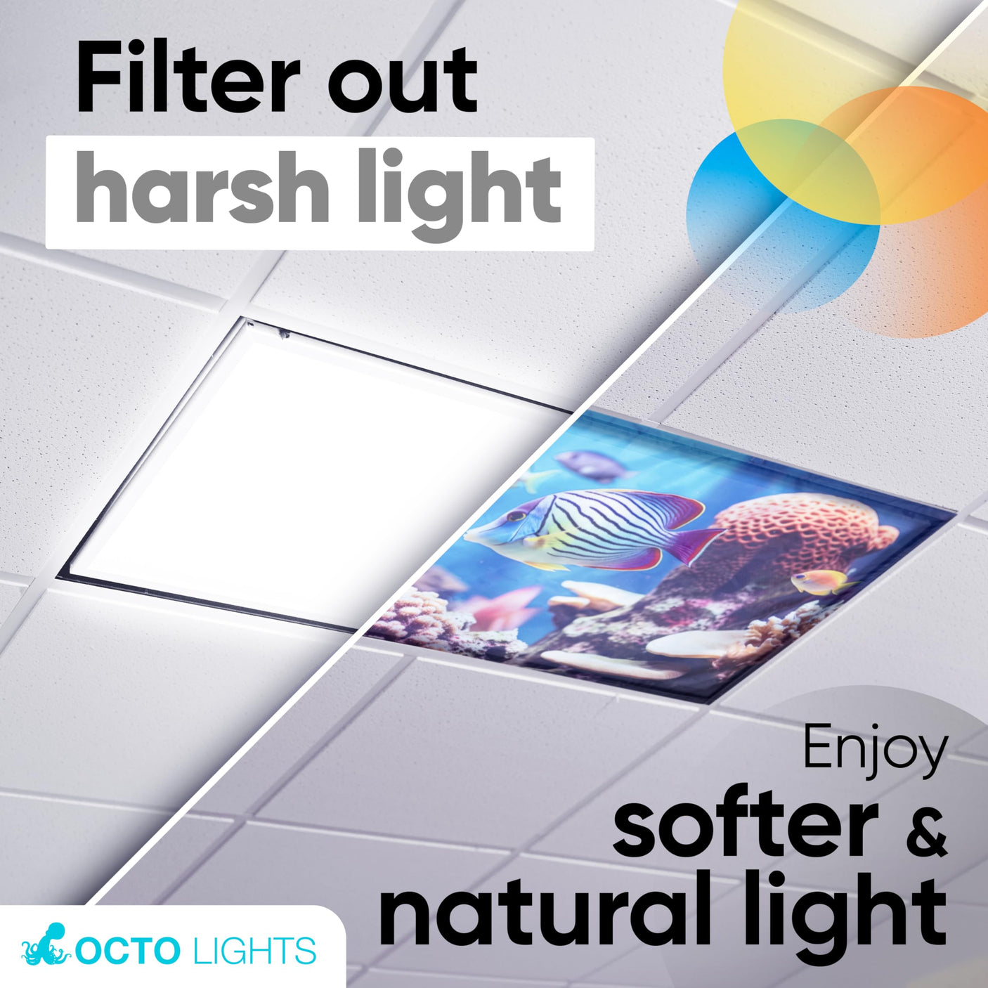 Magnetic Fluorescent Light Covers for Ceiling Lights - Astronomy Cover for Fluorescent & LED Fixture - Must Haves for Teacher Supplies - Classroom, Home, Office Decor - Shield Overhead Lighting