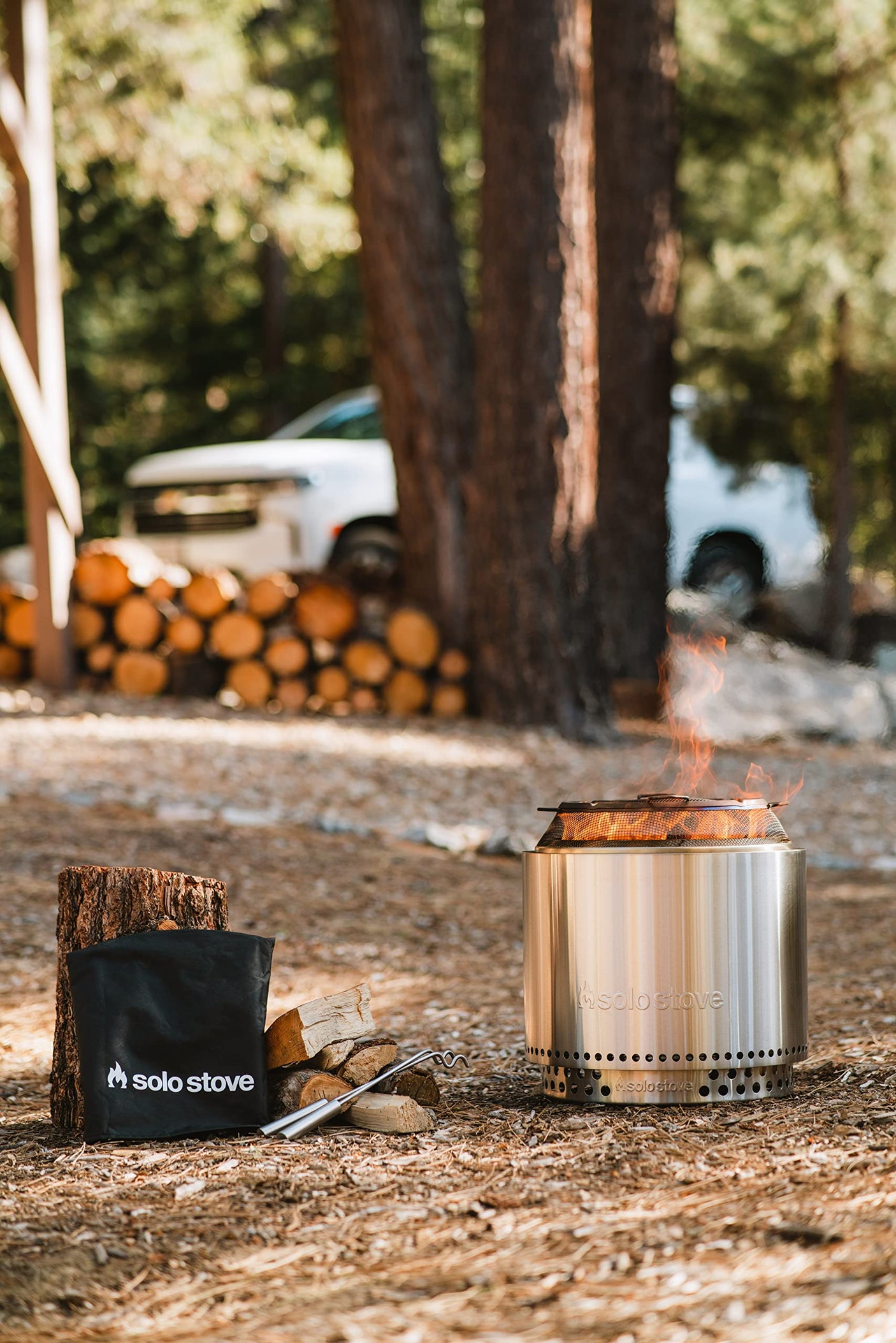 Solo Stove Bonfire with Stand | 19.5" Smokeless Fire Pit, Removable Ash Pan | Portable Stainless Steel Wood Burning Outdoor Fireplace, Ideal for 4–6 People, 21.75 lbs
