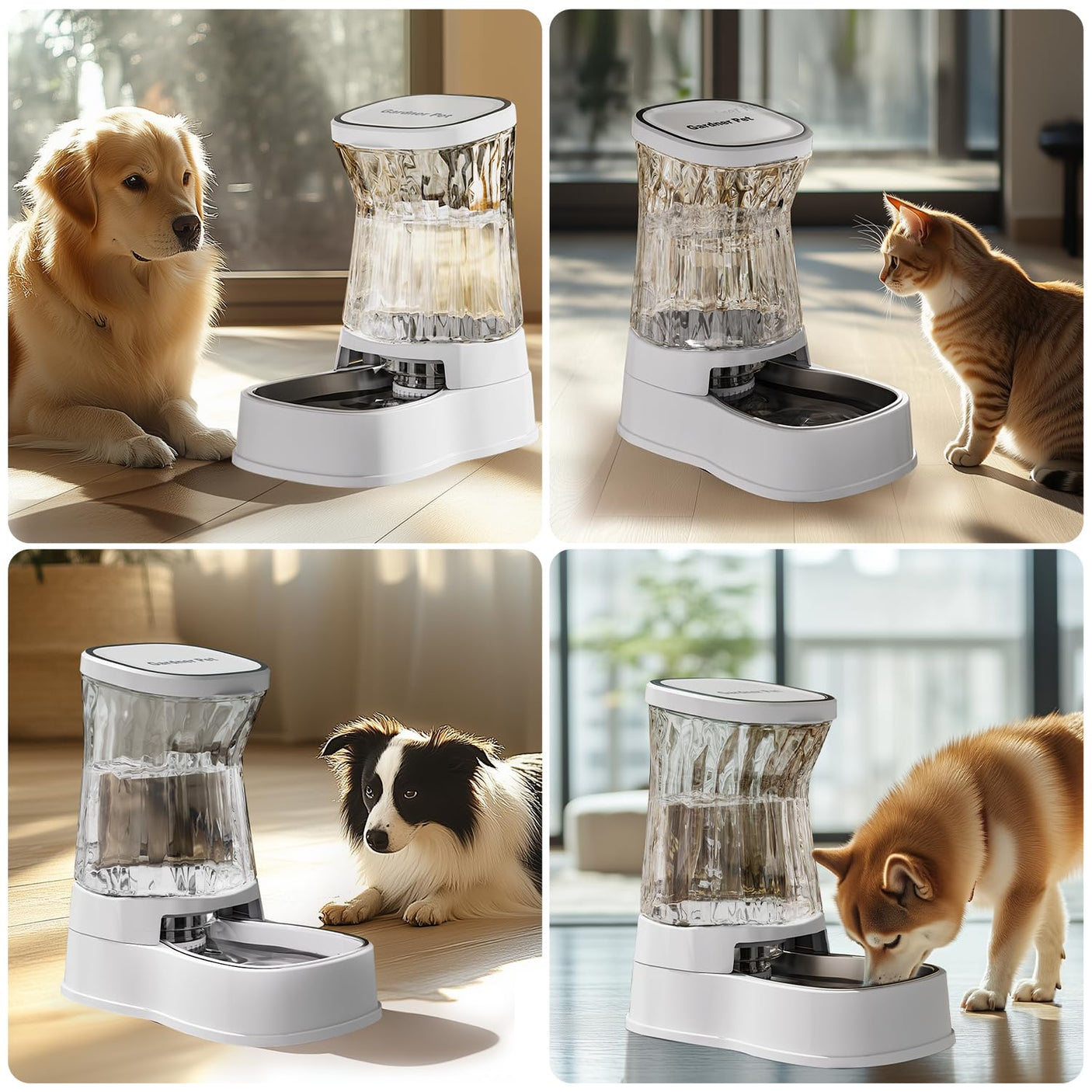 Gardner Pet Automatic Dog Water Dispenser Gravity Stainless Steel Water Waterer Feeder, 100% BPA-Free Large Capacity Water Feeding Bowls for Medium & Large-Sized Dogs Cats Other Pets -(1 Gallon)