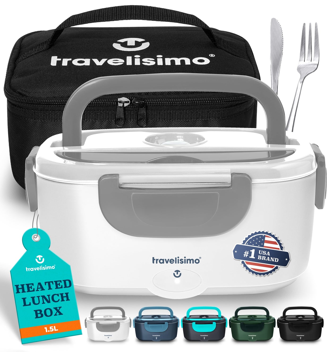TRAVELISIMO Electric Lunch Box for Adults 80W Heated Lunch Box For Men 1.5L Stainless Steel Portable Food Warmer, 12/24/110V Electric Food Warmers for Travel & Work, Loncheras Para Hombres de Trabajo
