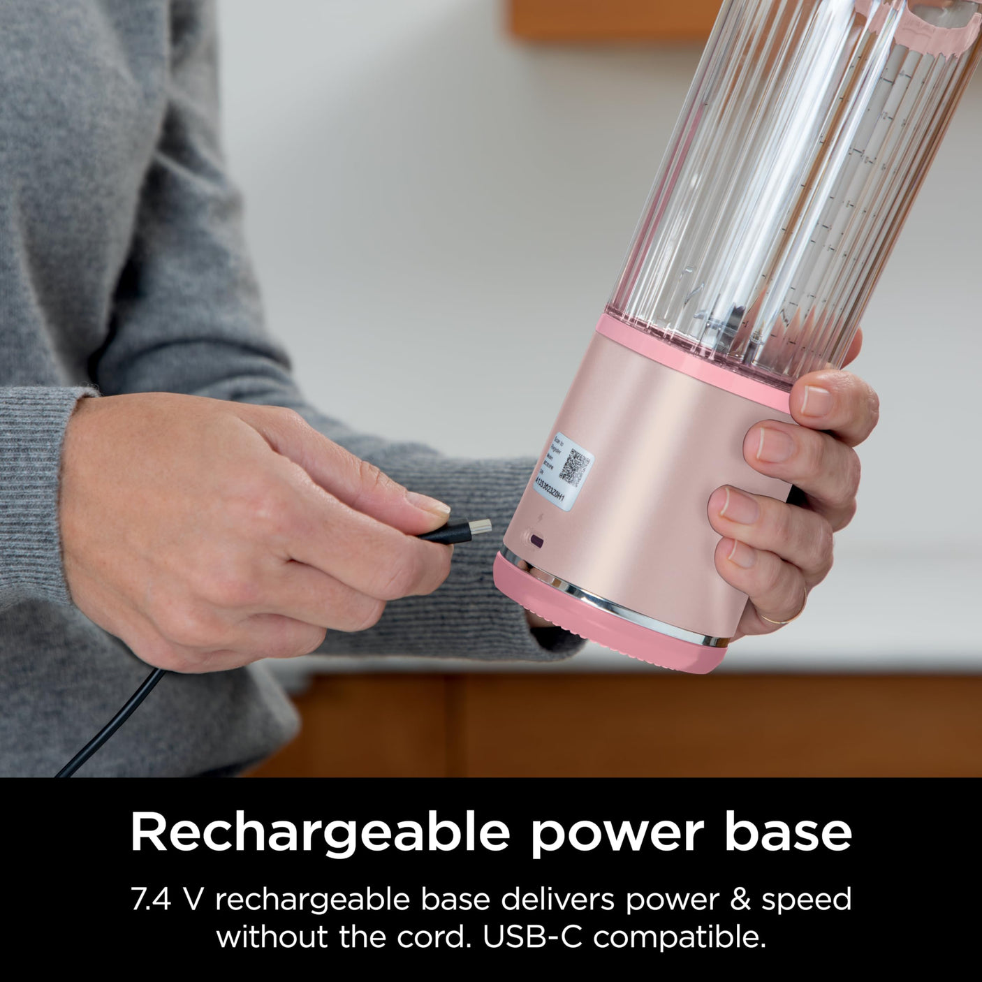 Ninja BC155PS Blast Two-Pack Portable Blender, Cordless, 18oz. Vessel, Personal Blender-for Shakes & Smoothies, BPA Free, Leakproof-Lid & Sip Spout, Rechargeable, Dishwasher Safe Parts, Peach & Stone
