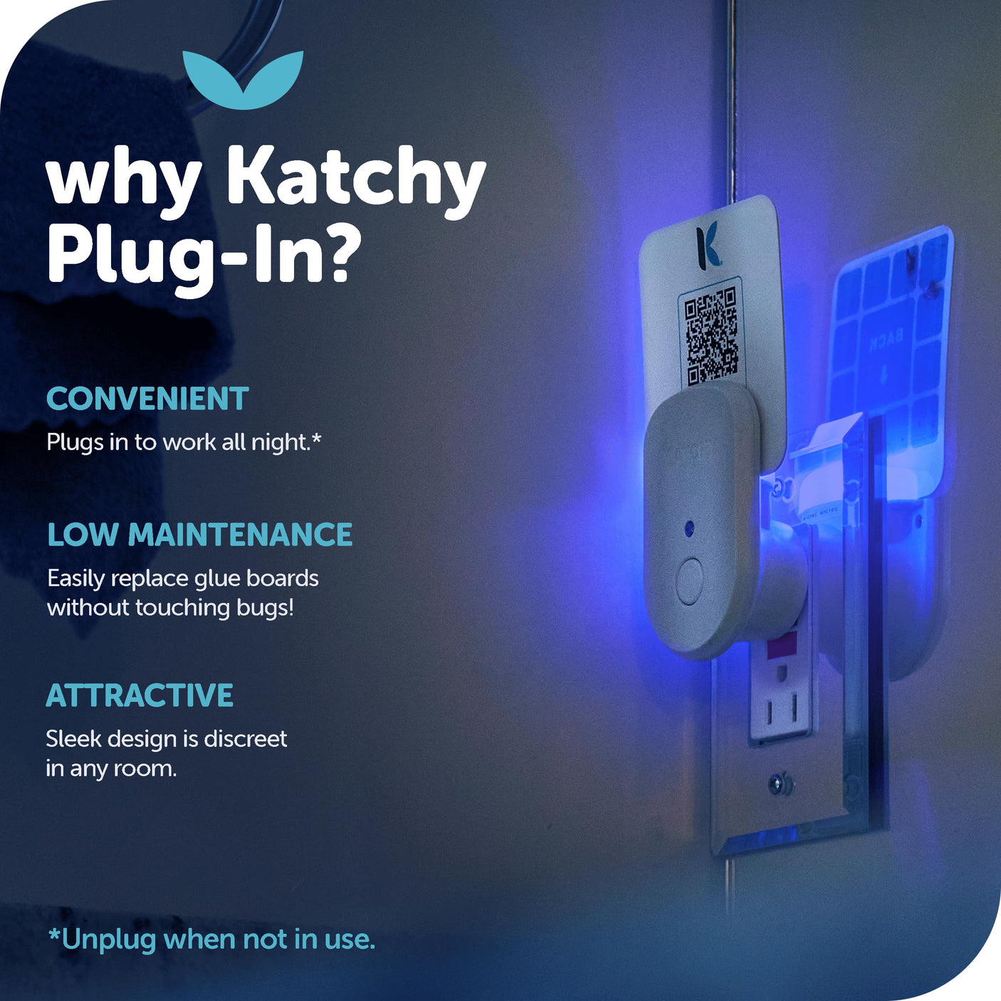 Katchy Indoor Insect Trap - Catcher & Killer for Mosquitos, Gnats, Moths, Fruit Flies - Non-Zapper Traps for Inside Your Home - Catch Insects Indoors with Suction, Bug Light & Sticky Glue (Black)