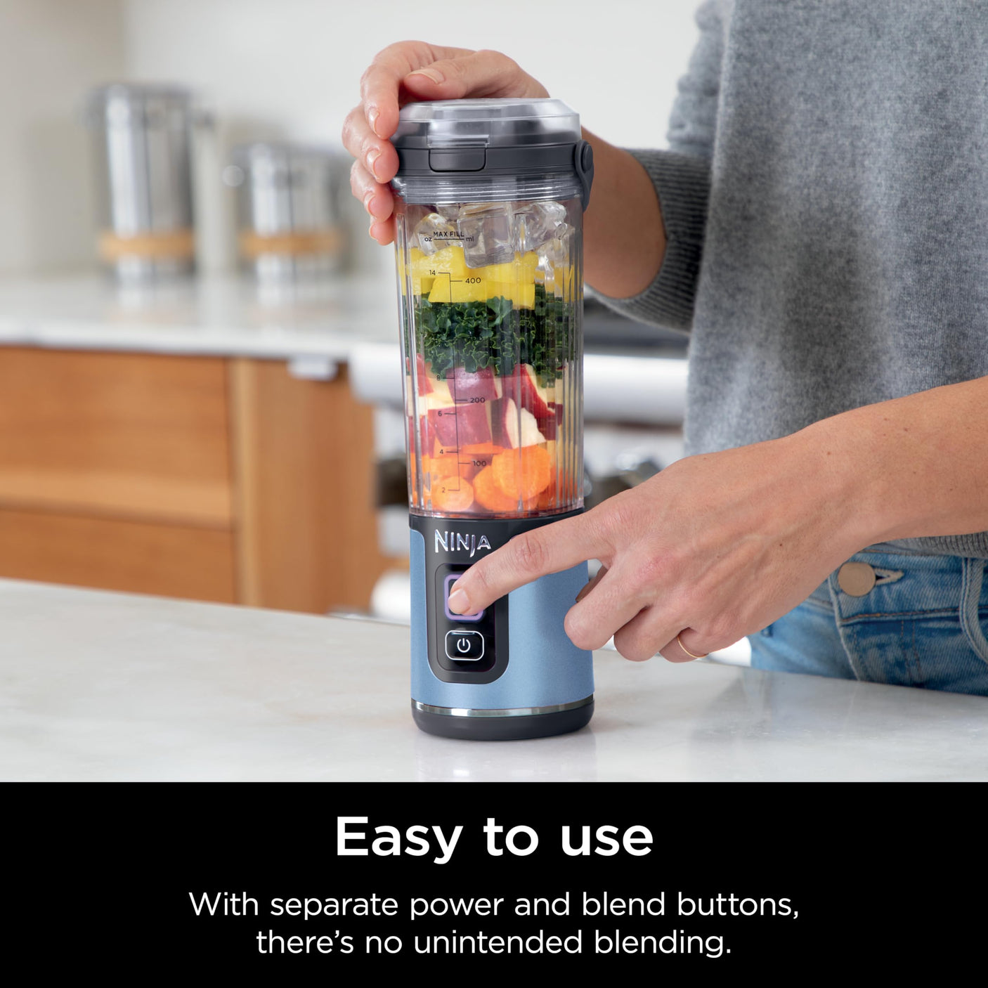 Ninja BC155PS Blast Two-Pack Portable Blender, Cordless, 18oz. Vessel, Personal Blender-for Shakes & Smoothies, BPA Free, Leakproof-Lid & Sip Spout, Rechargeable, Dishwasher Safe Parts, Peach & Stone