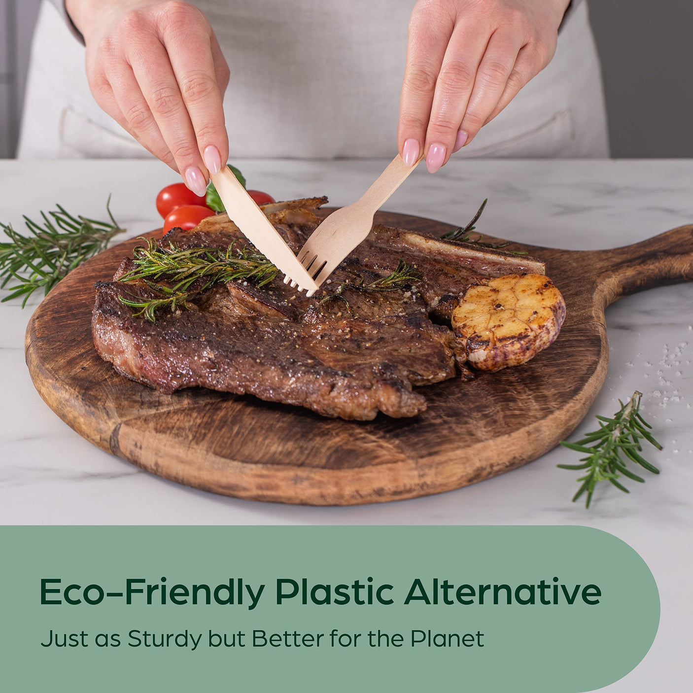 Wooden Compostable Utensils Set - 360 Pieces (120 Forks 120 Spoons 120 Knives) Sturdy Wood Disposable Cutlery - Eco-Friendly Biodegradable Utensils for Party - Free From Plastic Cutlery Set for Eating