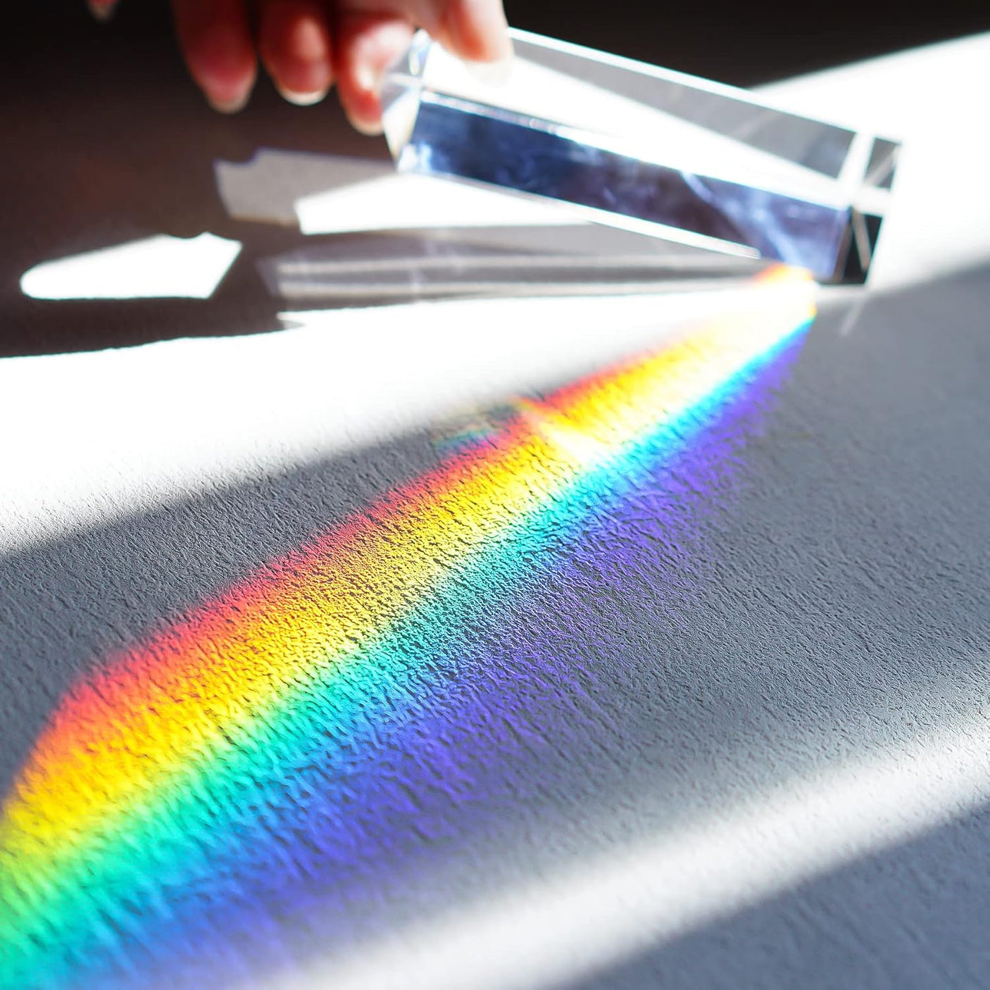 3pc Equilateral CrystalPrisms Set -1",2" & 4" Lengths Crystal Triangular Prism Optical Prisms Glass Physics Teaching Refracted Light Spectrum Rainbow Maker Photography Props