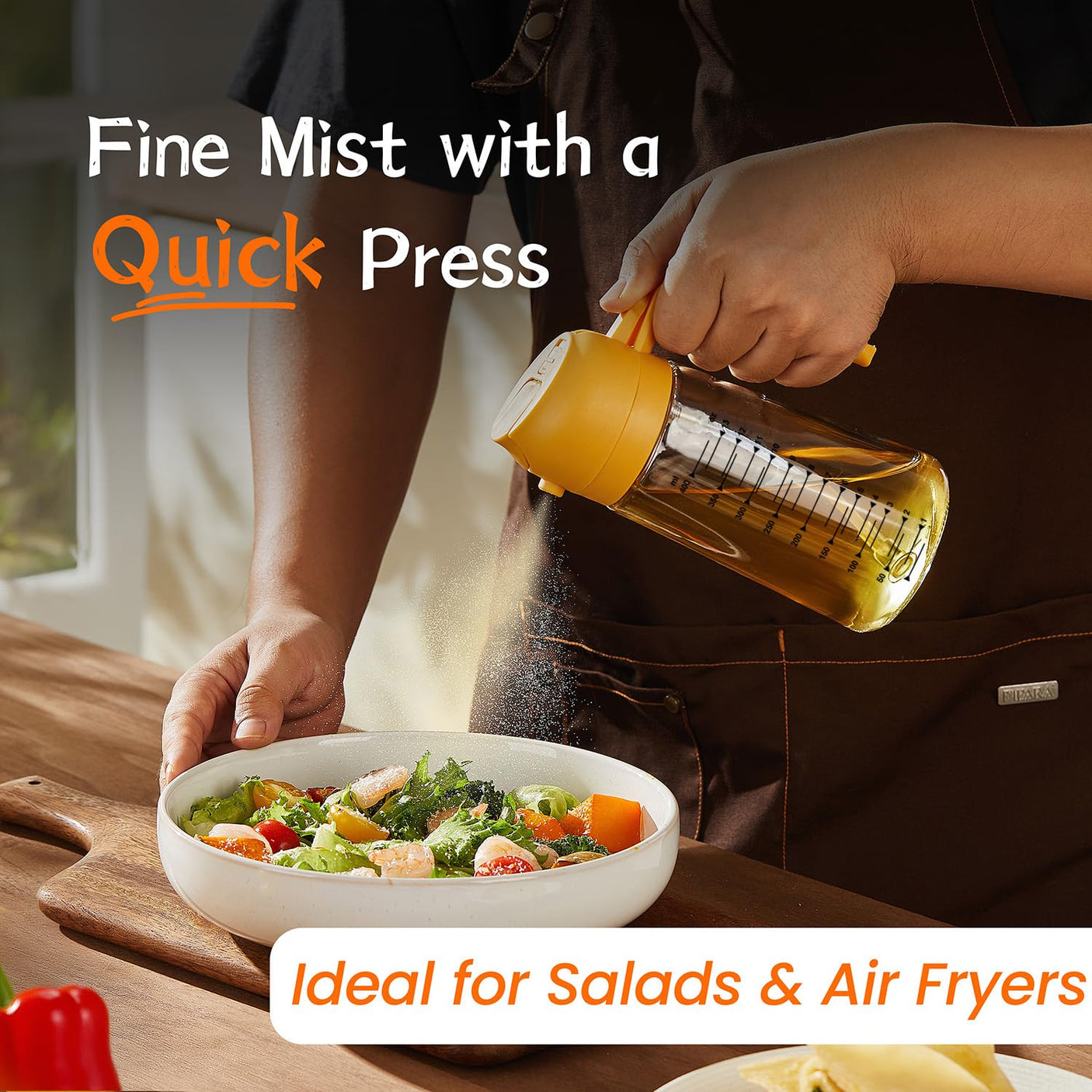 TrendPlain 16oz/470ml Glass Olive Oil Sprayer for Cooking - 2 in 1 Olive Oil Dispenser for Kitchen Gadgets, Air Fryer, Salad, and BBQ - Navy