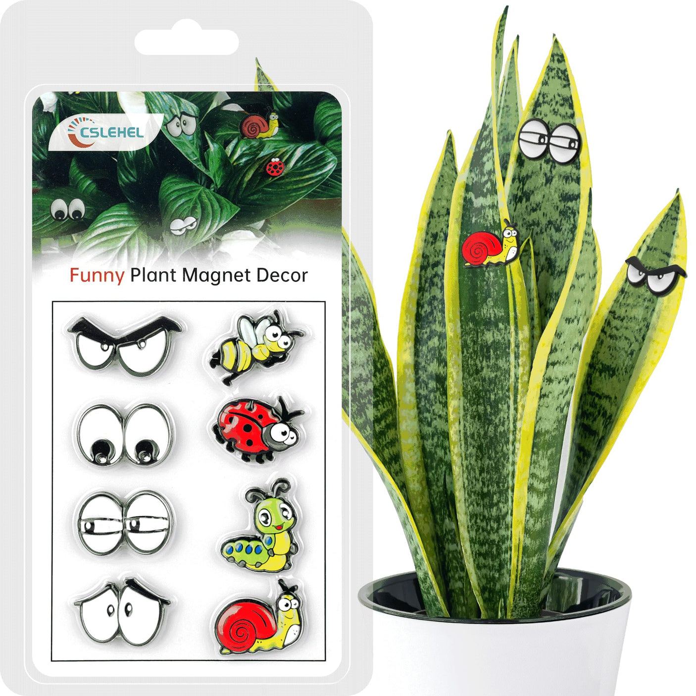 Plant Magnets Eyes for Potted Plants 8 PCS Cute Magnetic Plant Eyes with Cartoon Eyes, Funny Plants Pins for Indoor Outdoor Office Plants Accessories, Plants Lover Gifts, Magnets for Fridge