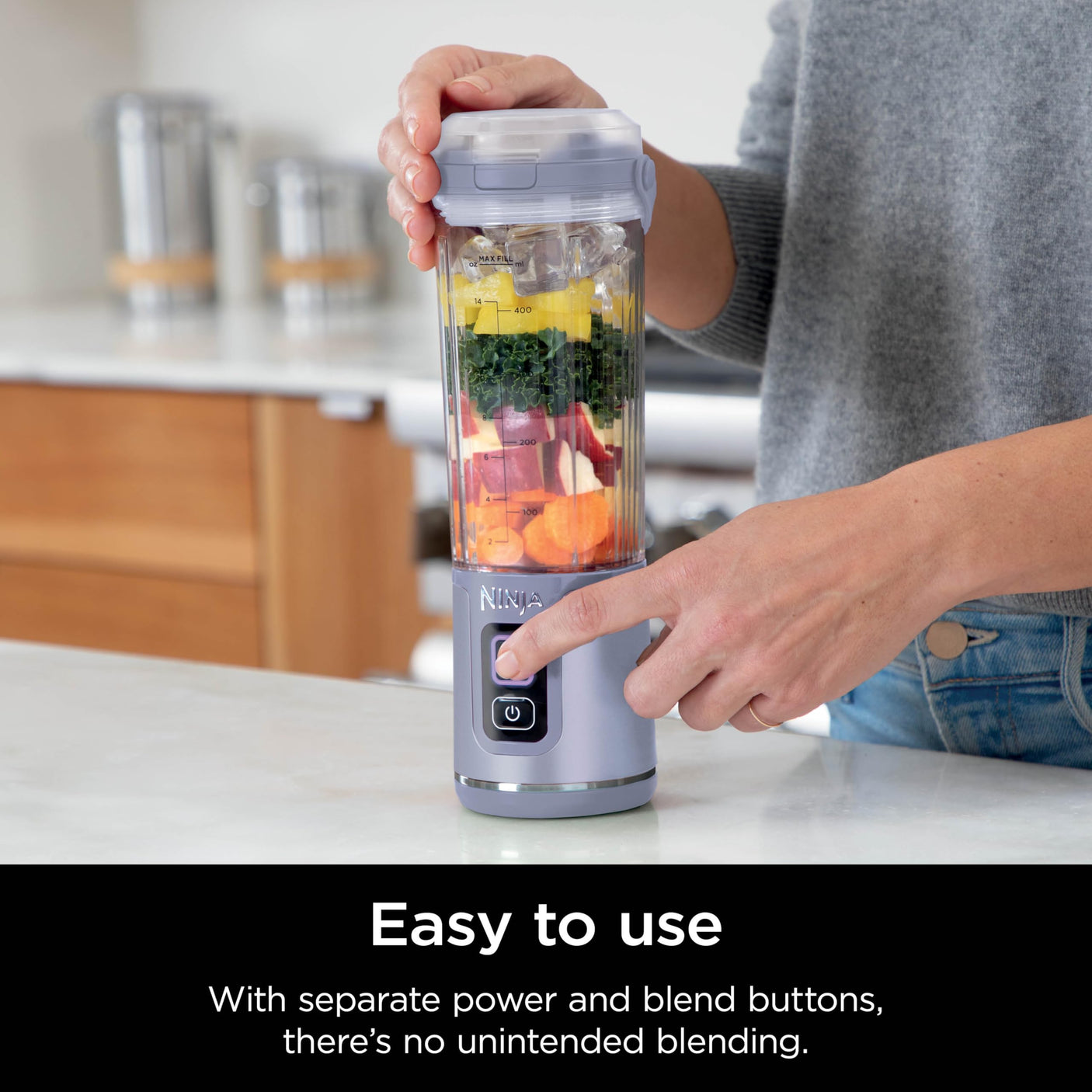 Ninja BC155PS Blast Two-Pack Portable Blender, Cordless, 18oz. Vessel, Personal Blender-for Shakes & Smoothies, BPA Free, Leakproof-Lid & Sip Spout, Rechargeable, Dishwasher Safe Parts, Peach & Stone