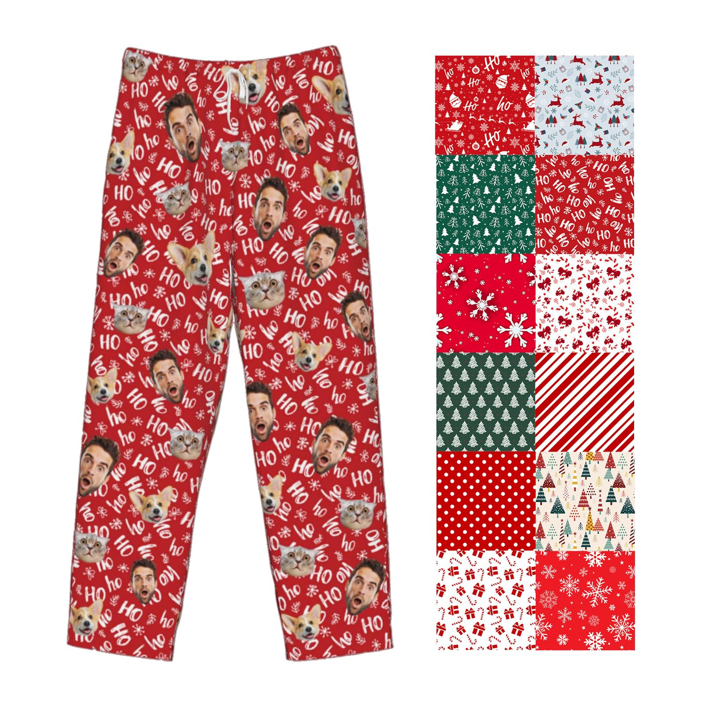 Custom Pajamas Pants Plaid Personalized Funny PJ Pant Design with Face Pajama for Men Women Dog Pet