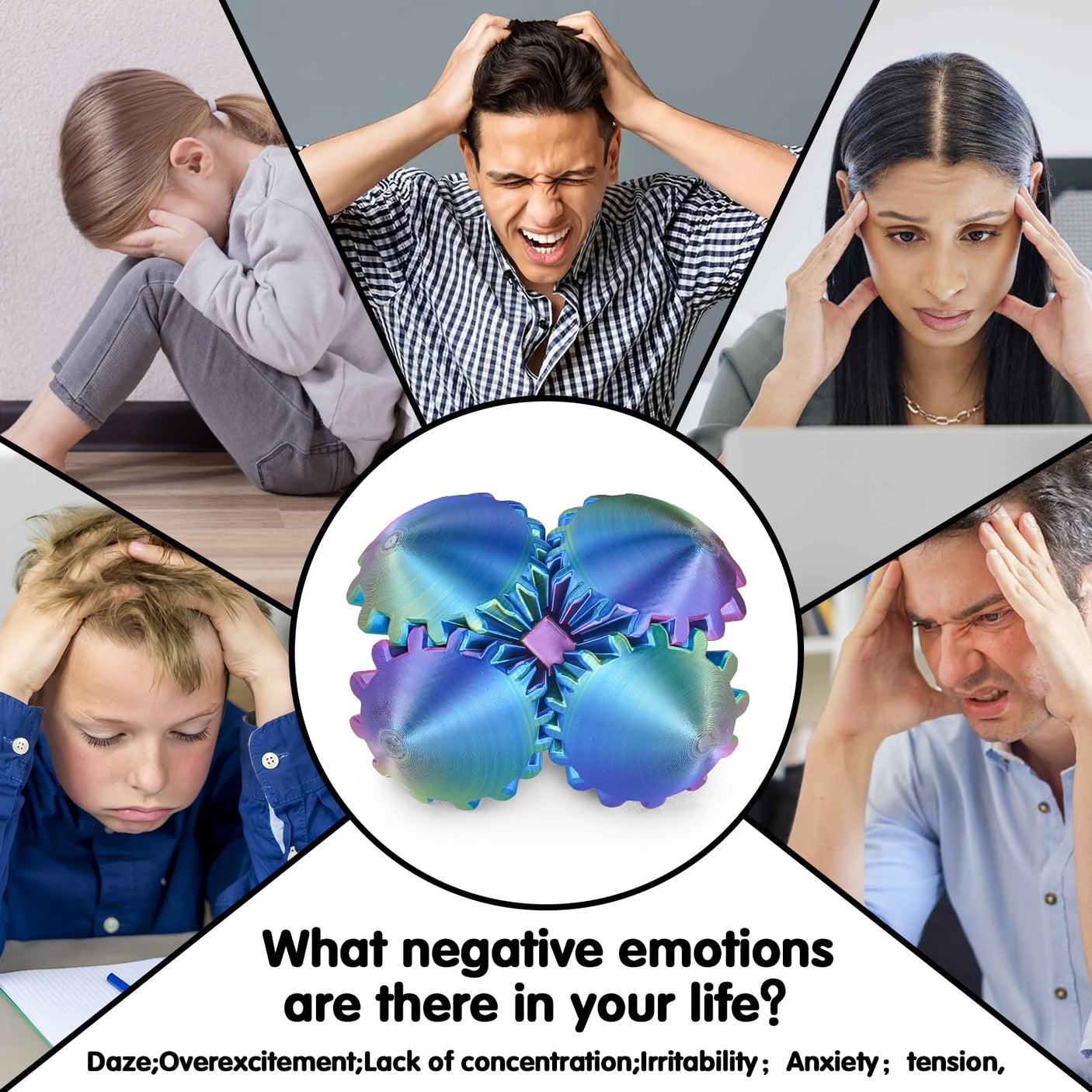 Gear Ball 3D Printed Cube Fidget Toy,Gear Sphere Fidget Toys,Sensory Toys for Stress and Anxiety Relief, Desk Toy Fidget Spinners,Stocking Stuffers for Adults & Kids Gift(Blue Green, 3.1 Inch)