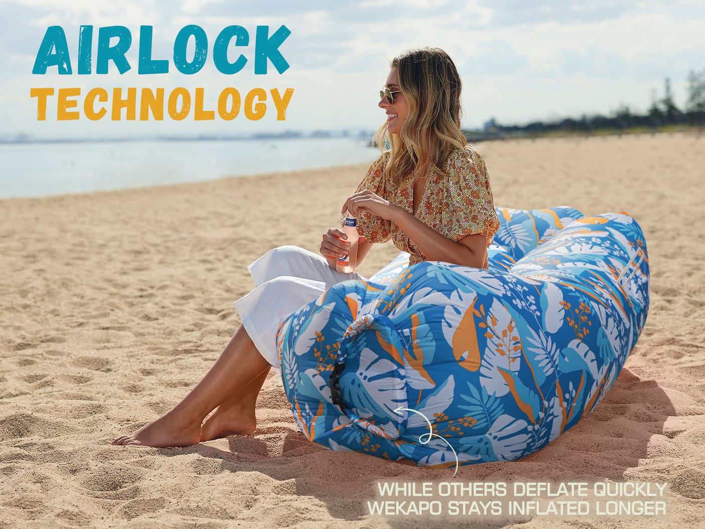 WEKAPO Inflatable Lounger Air Sofa Hammock-Portable,Water Proof& Anti-Air Leaking Design-Ideal Couch for Backyard Beach Traveling Camping Picnics & Music Festivals