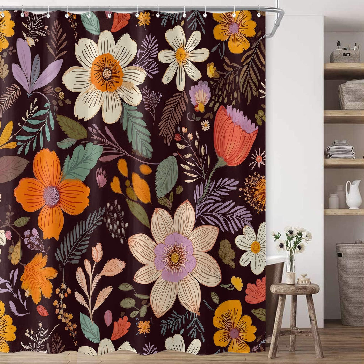 Fowocu Funny Cat Shower Curtain Set Teal Blue Sea Ocean Waterproof Fabric Shower Curtains with Animal Octopus Starfish Turtle Anchor Fish Nautical Bathroom Decor (Blue, 72''×72'')